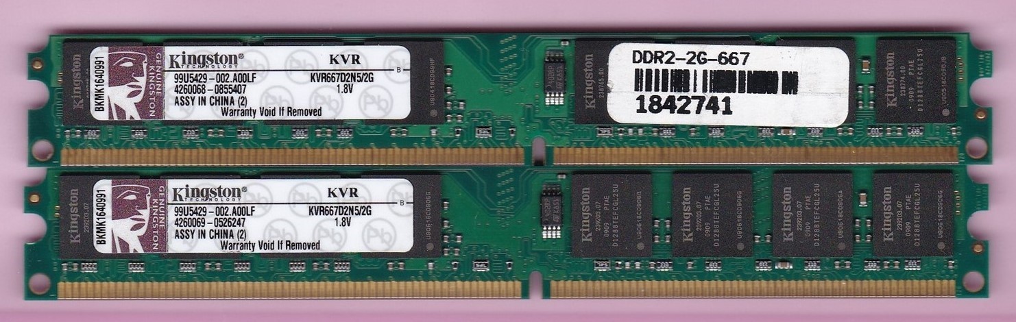 4GB 2x2GB KINGSTON KVR667D2N5/2G DDR2-667 PC2-5300 Low Profile Ram Memory Kit CN