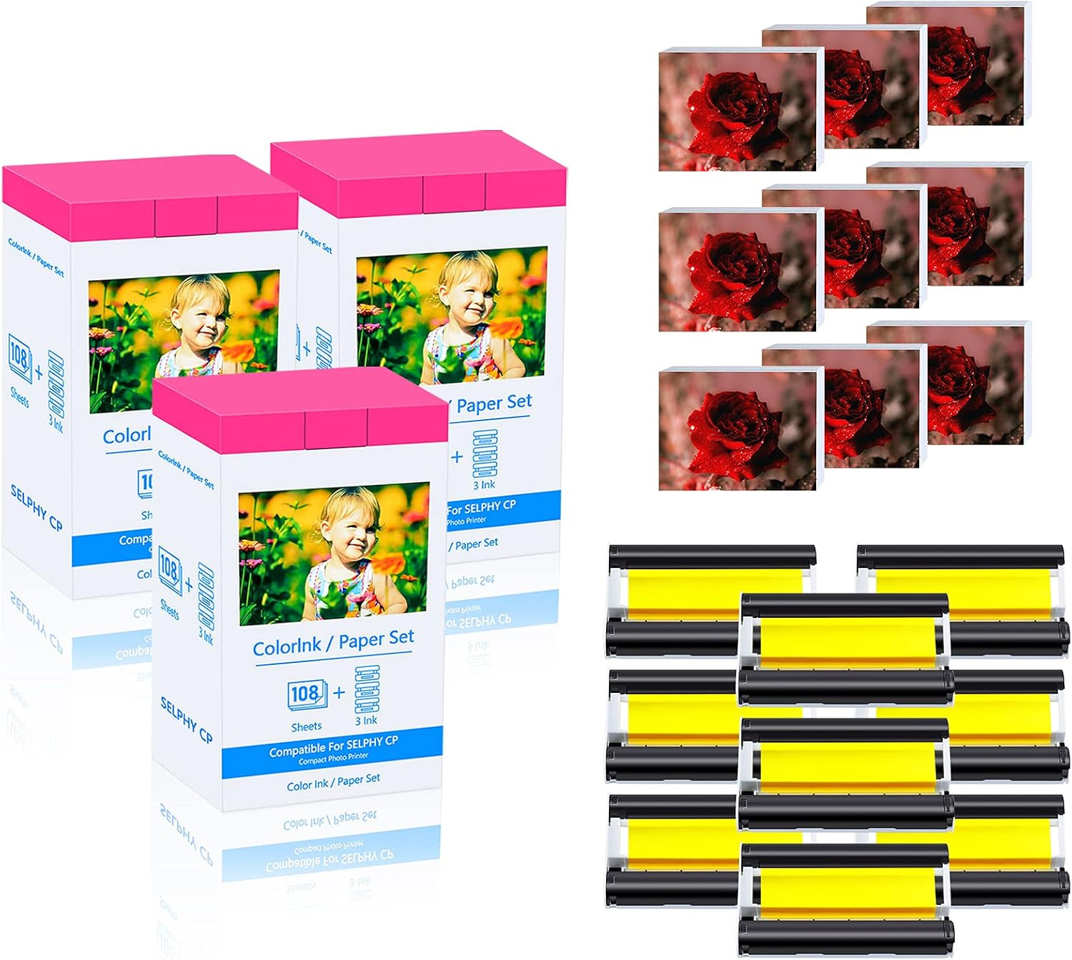 KP-108IN 4x6 for Canon CP1500 CP910 3PK 324 Prints Color Ribbon Photo Sheets