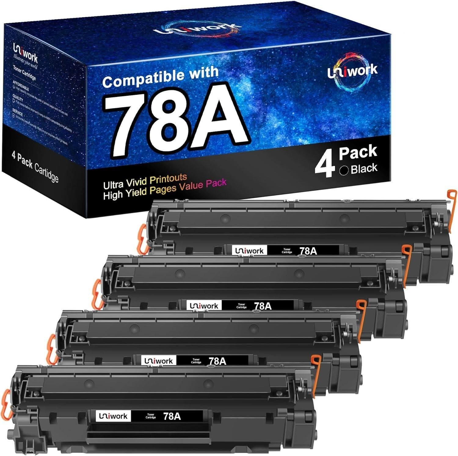 Uniwork 78A Black Laser Compatible Toner Cartridge 4 Pack for HP