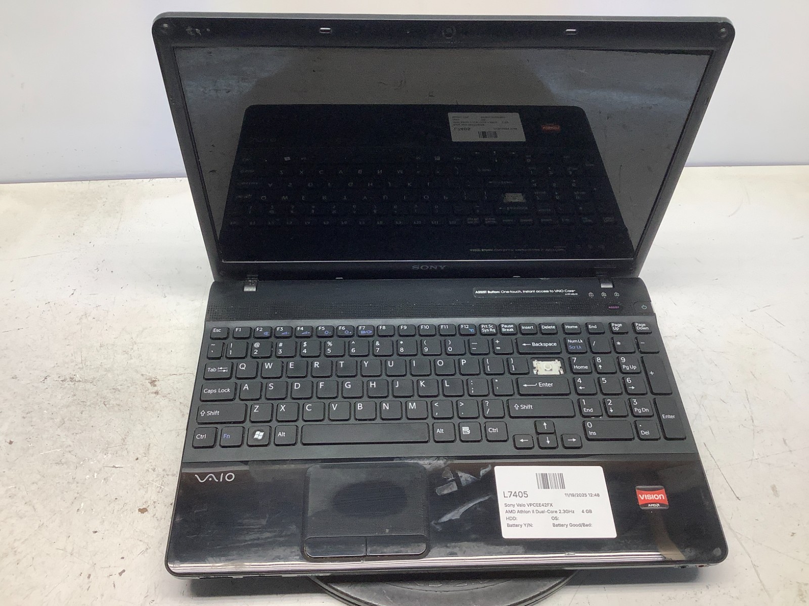 Sony Vaio VPCEE42FX AMD Athlon II Dual-Core 2.3GHz 4 GB NO HDD