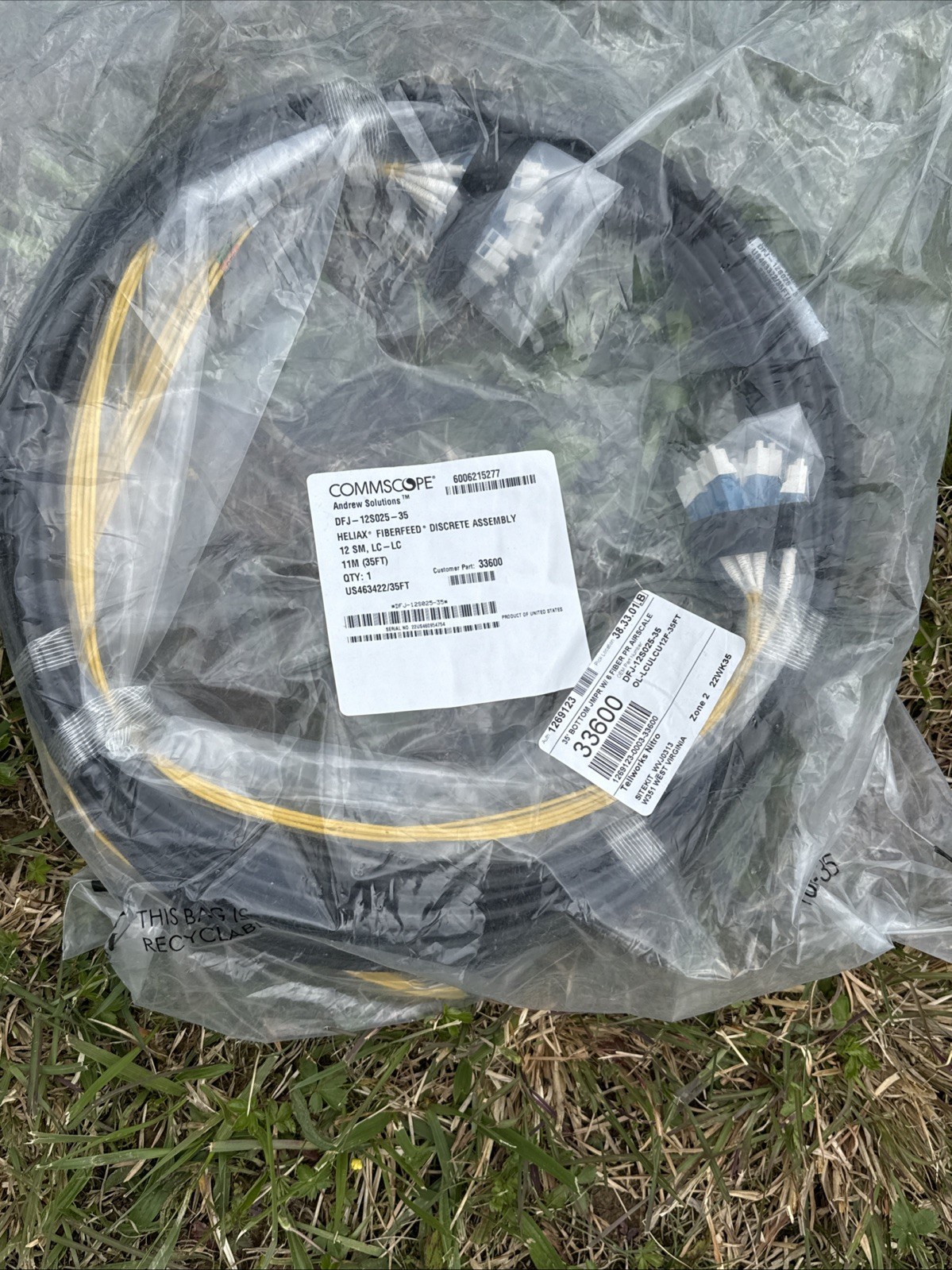 CommScope DFJ-12S025-35 6 pair SM fiber, armored LC/LC 35ft.