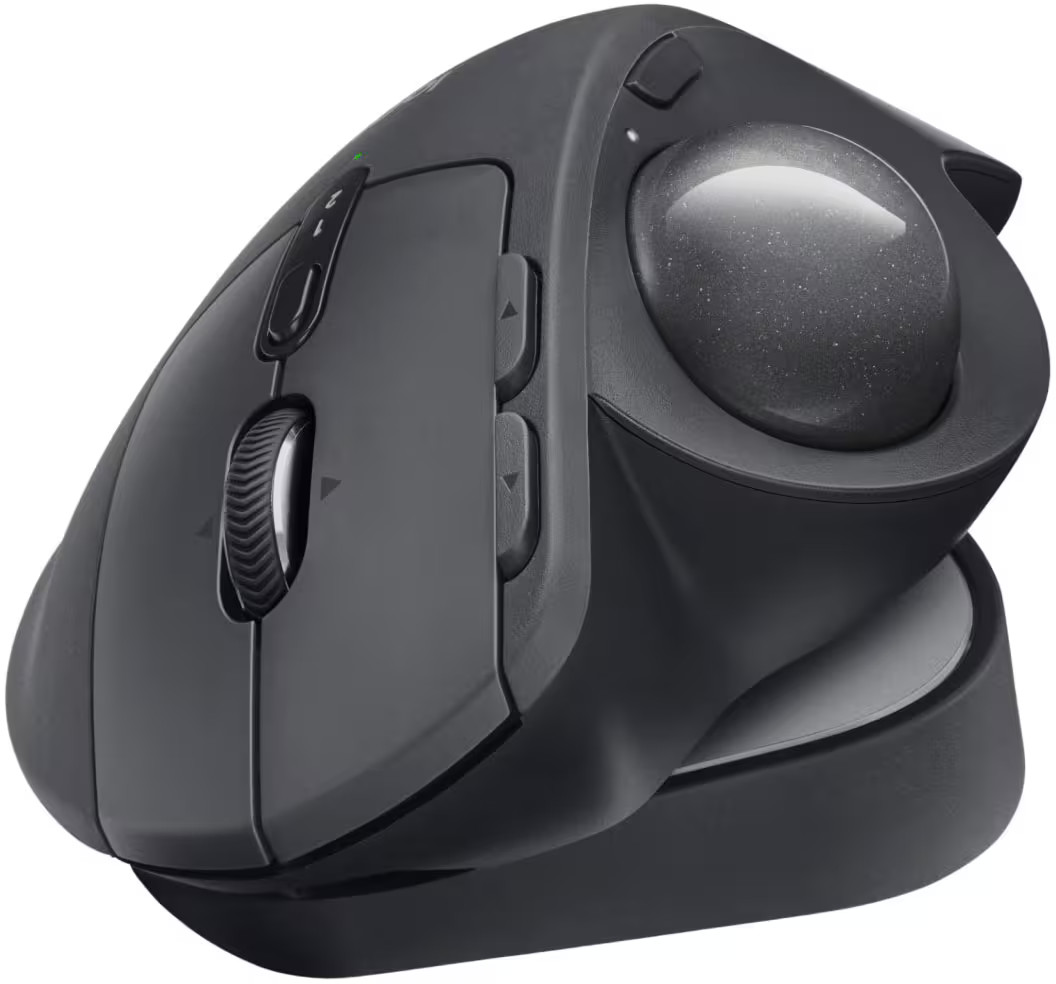 Logitech - MX ERGO S PLUS Wireless Ergonomic Trackball Mouse with 6 Programma...