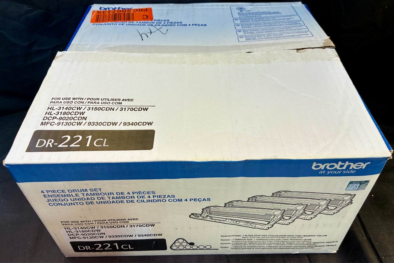 Genuine OEM Brother DR-221CL 4-Piece Drum Unit Set NEW SEALED UNUSED BAGS