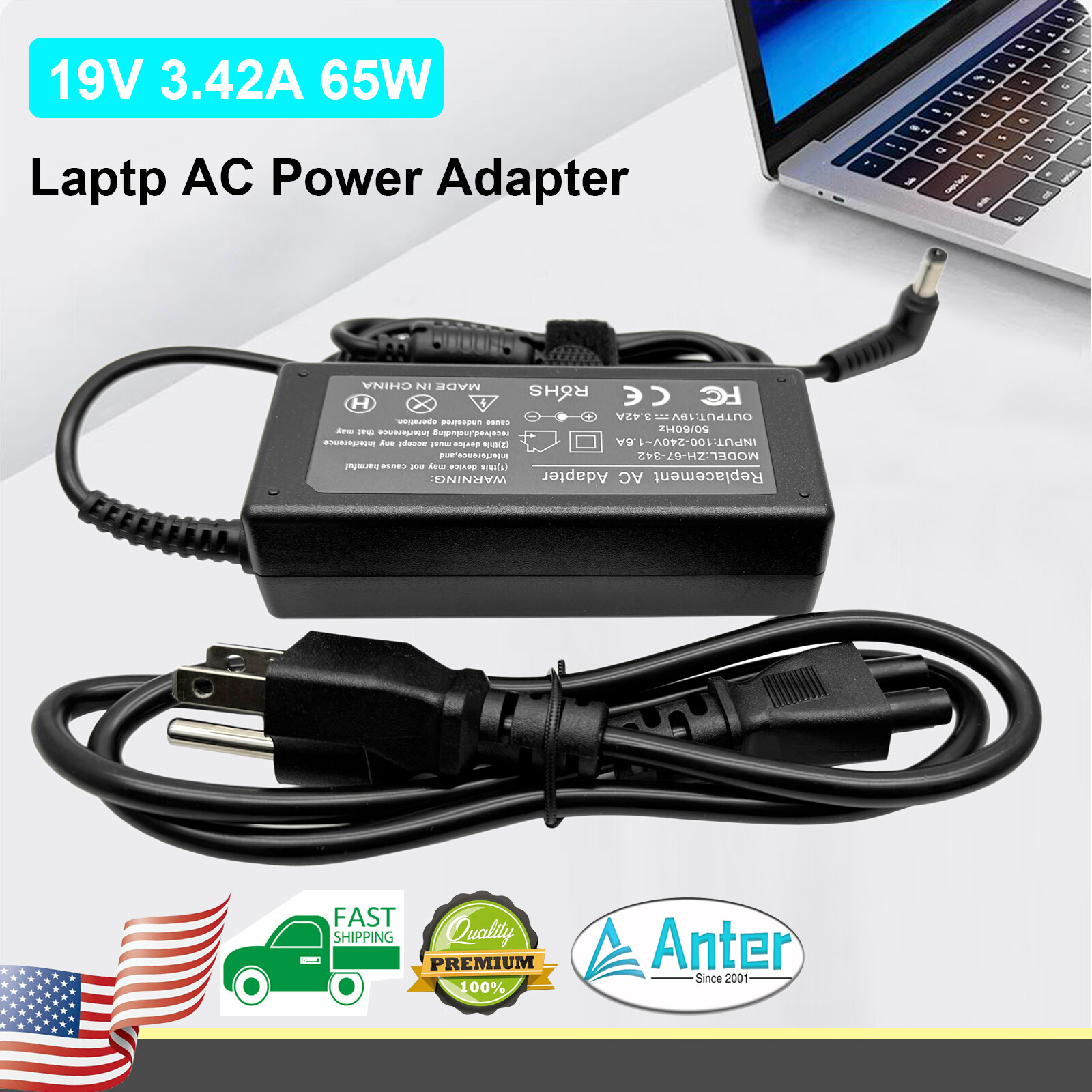 AC Adapter Power Charger for Toshiba Satellite A665-S6085 A665-S6086 A665-S6087