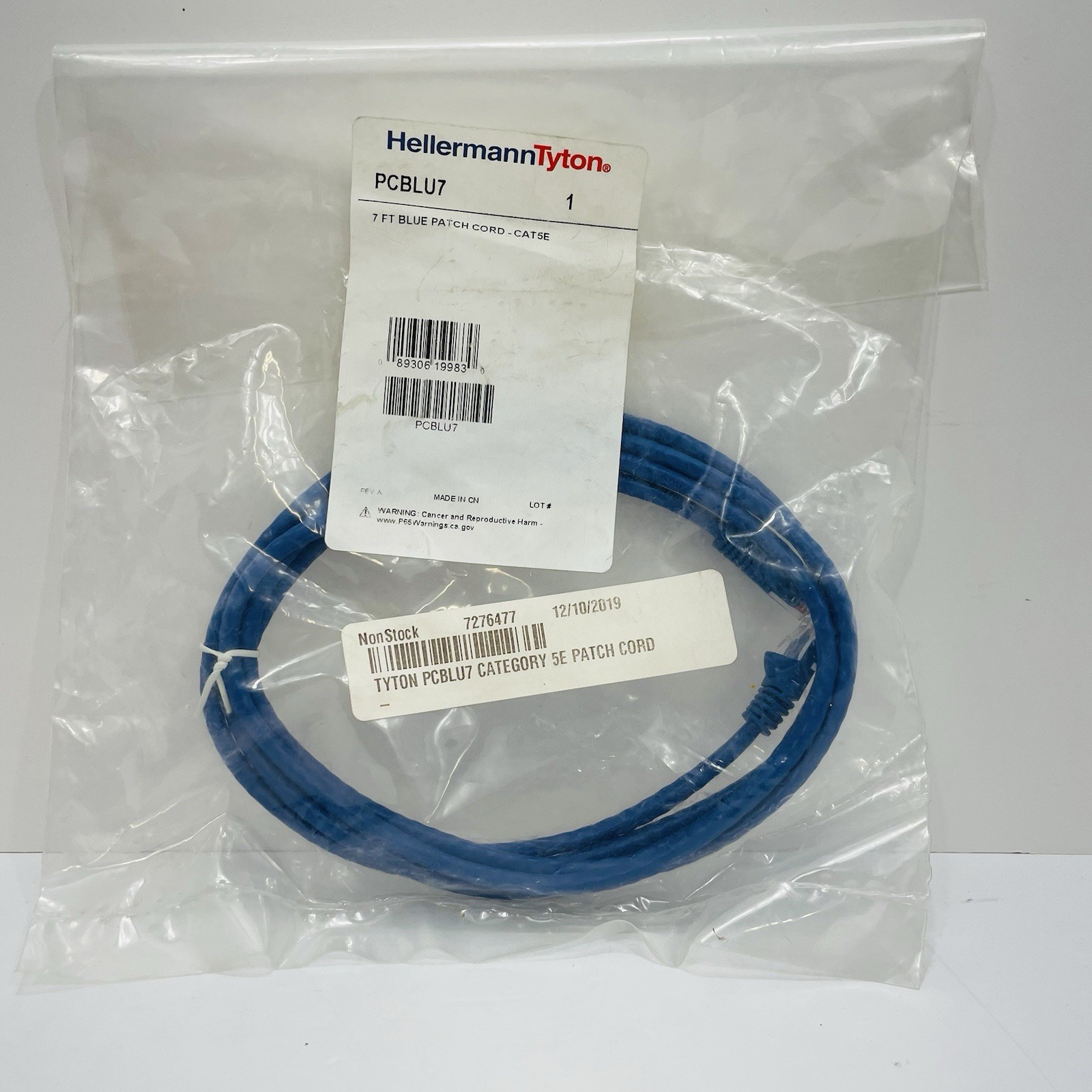 Hellermann Tyton PCBLU7 Cat5e 7ft Patch Cord Blue 24 AWG RJ45 ~NEW~