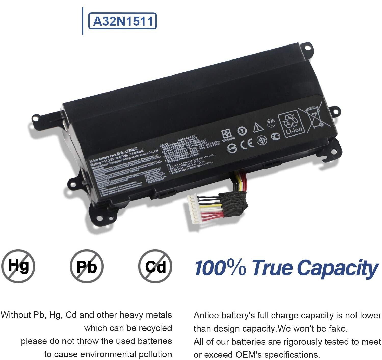 New 67wh Battery For Asus Rog A32n1511 A32lm9h G752 G752v G752vt Rog Gfx72 USPS