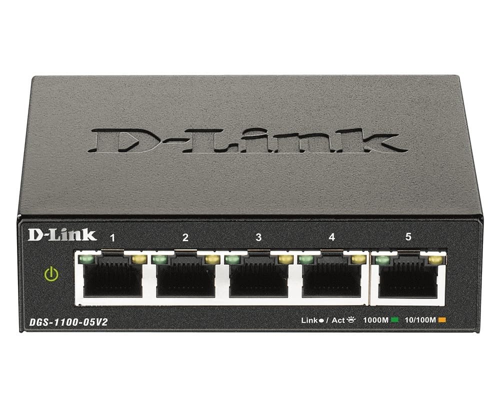 D-Link DGS-1100-05V2 5-Port Gigabit Smart Managed Switch with VLAN support, laye