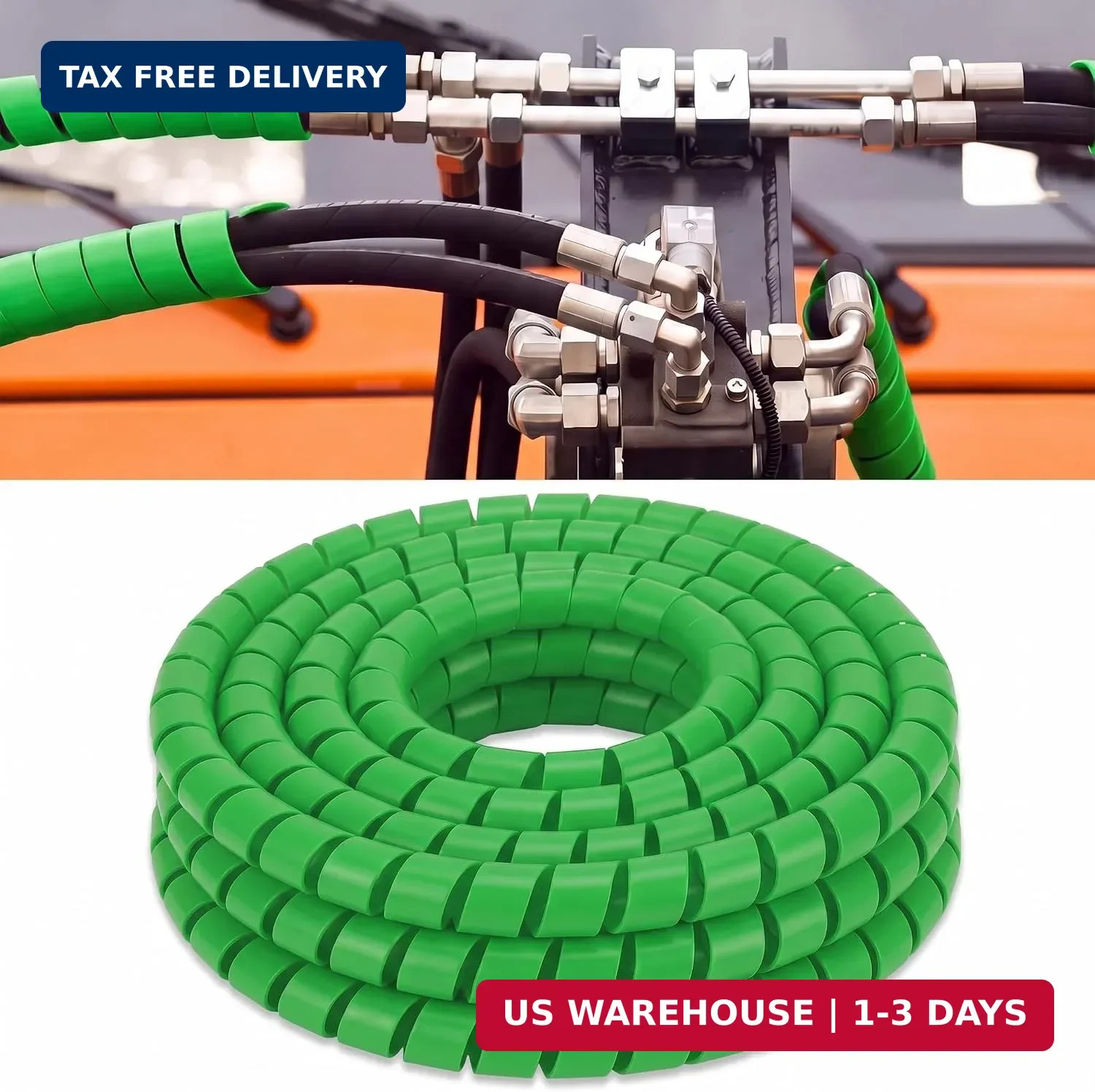Pangda 25Ft Hydraulic Hose Protector 1 Inch Spiral Hose Wrap Cover Green