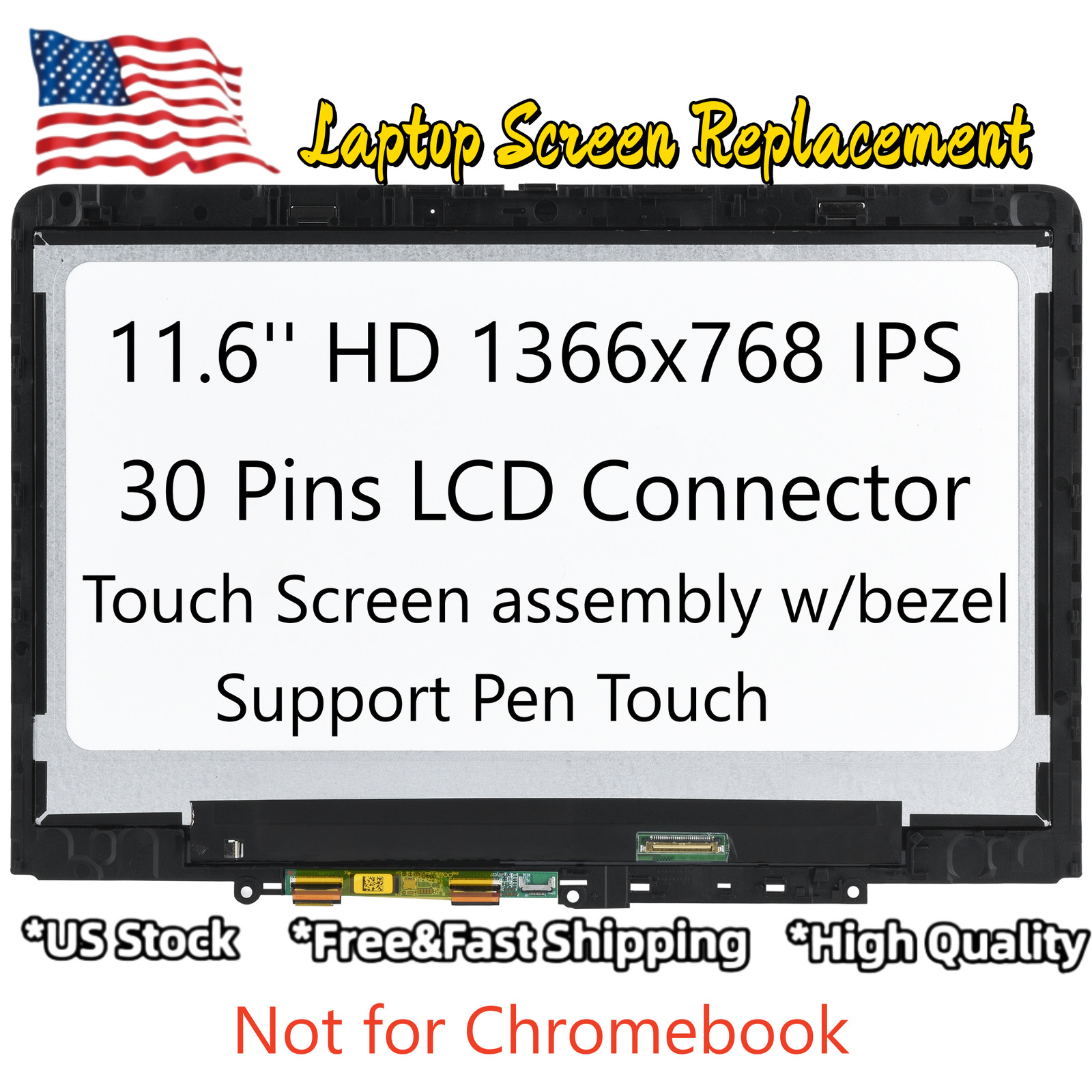 5M11R91397 For Lenovo 300w 2-in-1 Gen 5 HD LCD Touch Digitizer Screen 5M11R91400