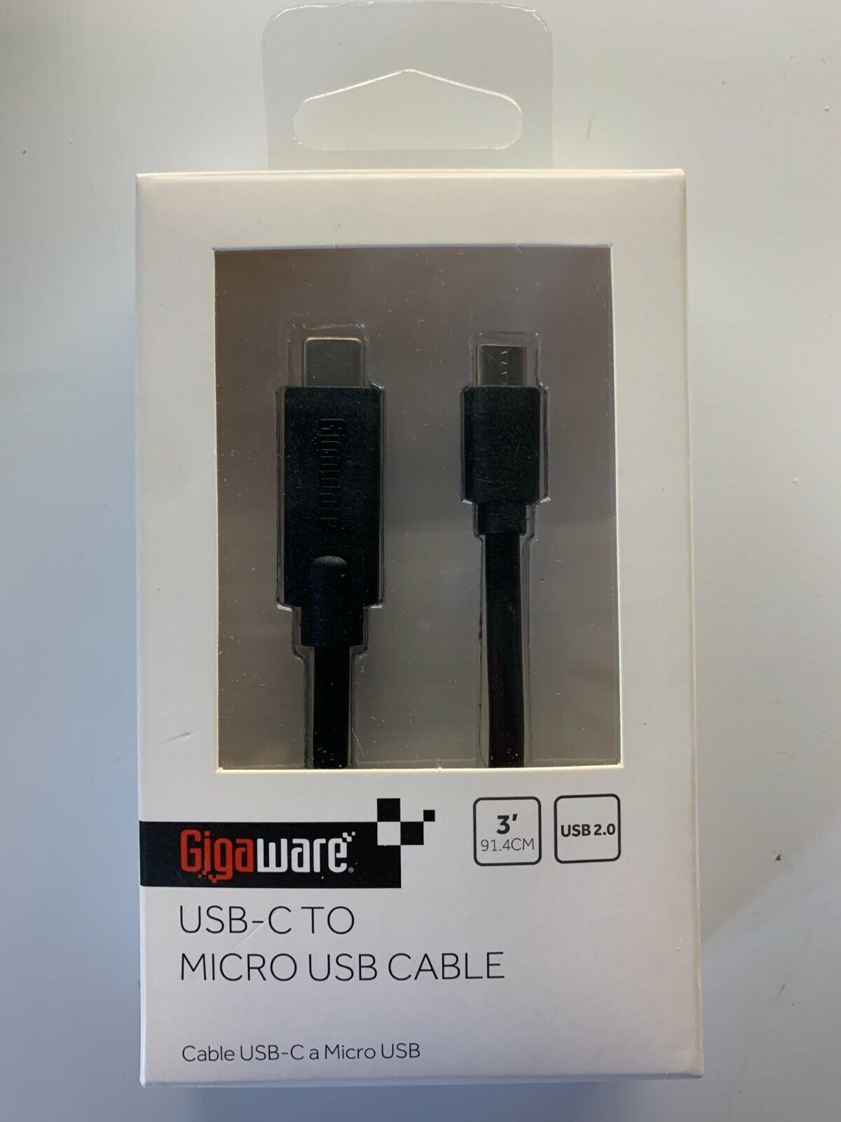 Gigaware 3-Foot USB Type C-to-Micro USB Cable RadioShack 2604619 Ships FREE