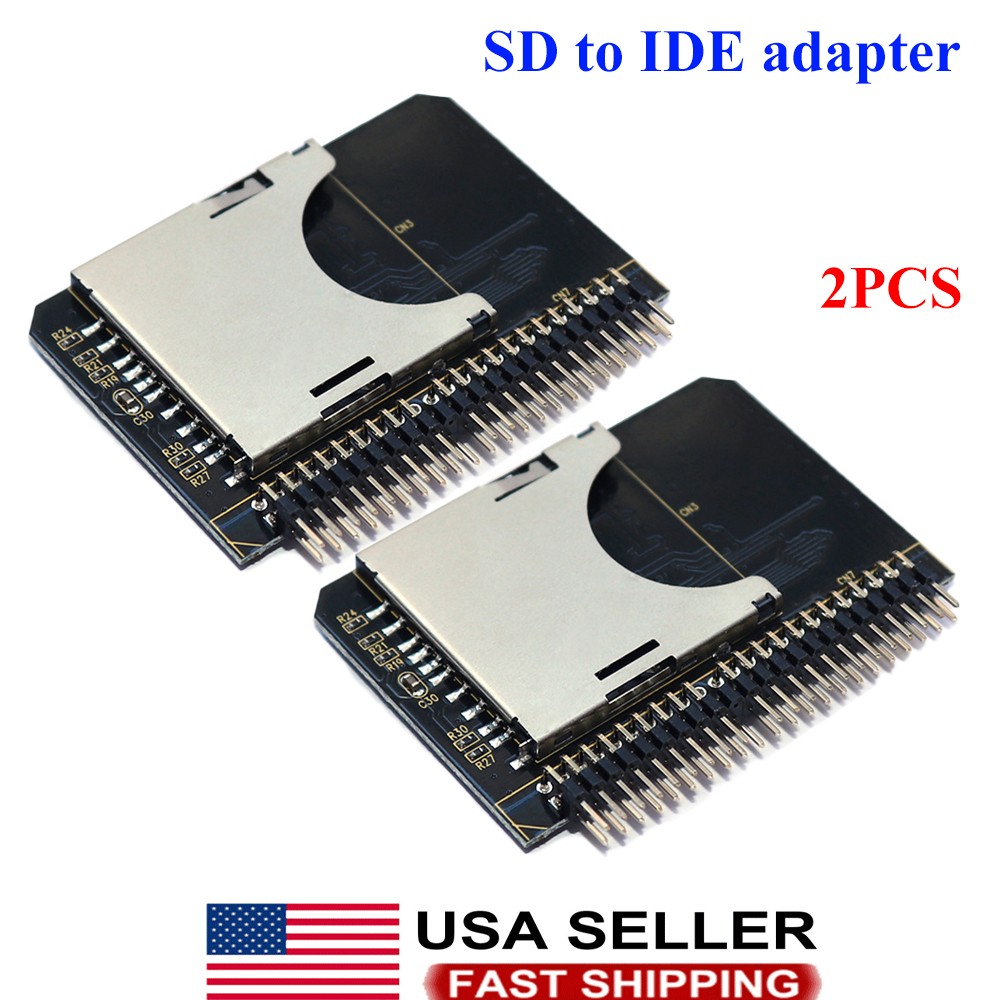 2x SD SDHC SDXC MMC Memory Card to IDE 2 5 034 44 Pin Male Adapter Converter SD