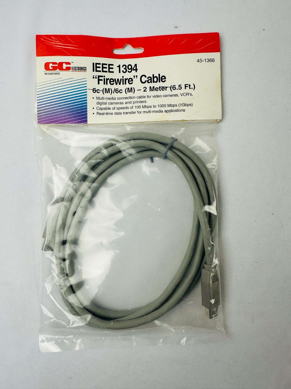 GE Electronics  IEEE 1394 Firewire Cable; 6c(M)/6c (M) - 2 Meter (6.5 Ft)