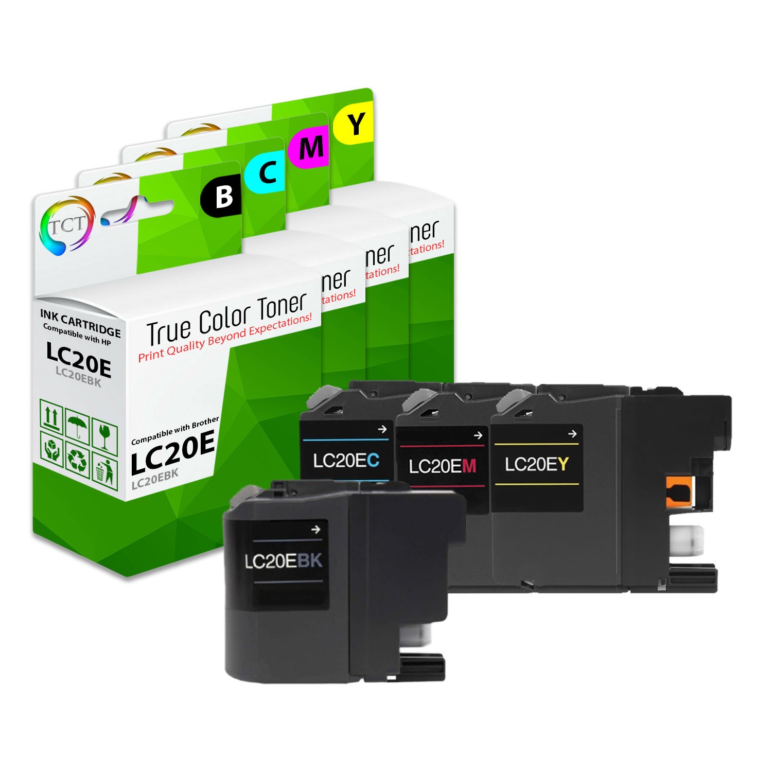 4Pk TCT LC20E LC20EBK LC20EC LC20EM LC20EY HY For Brother MFC-J5920DW Comp Ink