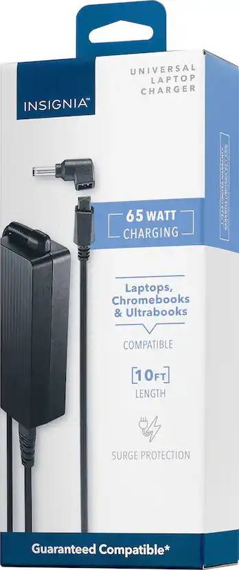 Insignia 65 Watt Universal Laptop Charger NS-PWL965 Black 10 Ft