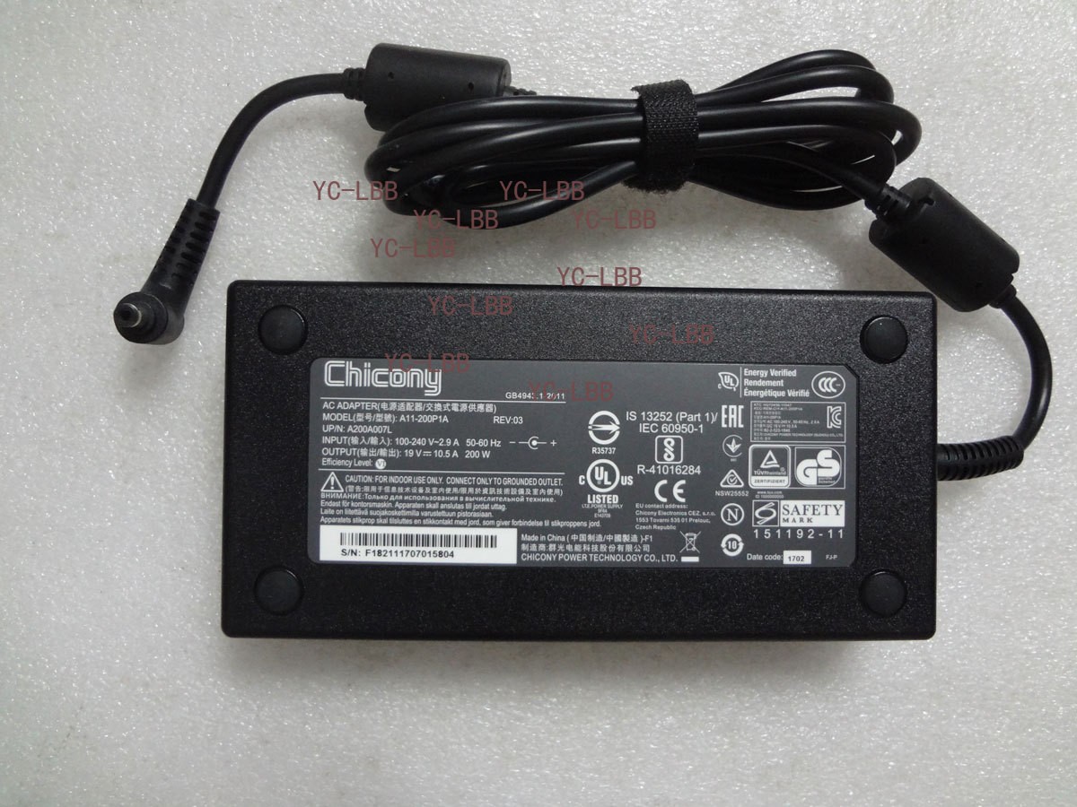 Genuine Chicony 200W 19V10.5A A11-200P1A For GIGABYTE AERO 15-X9-RT5P AC Adapter