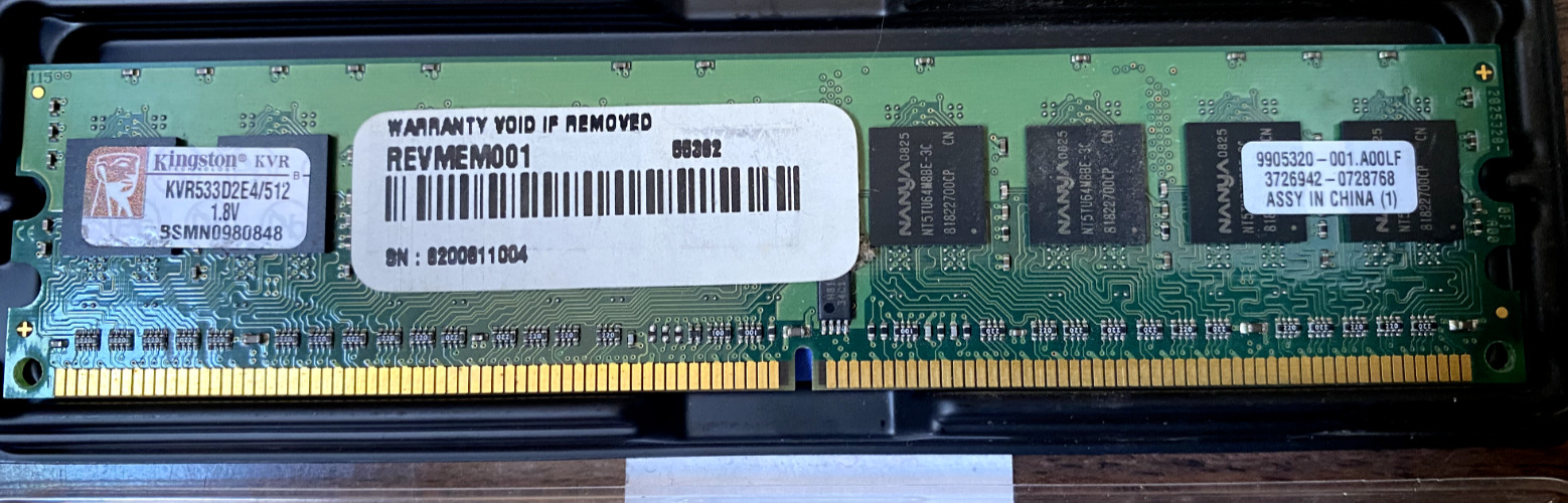 Kingston PC2-4200 512 MB DIMM 533 MHz DDR2 SDRAM Memory