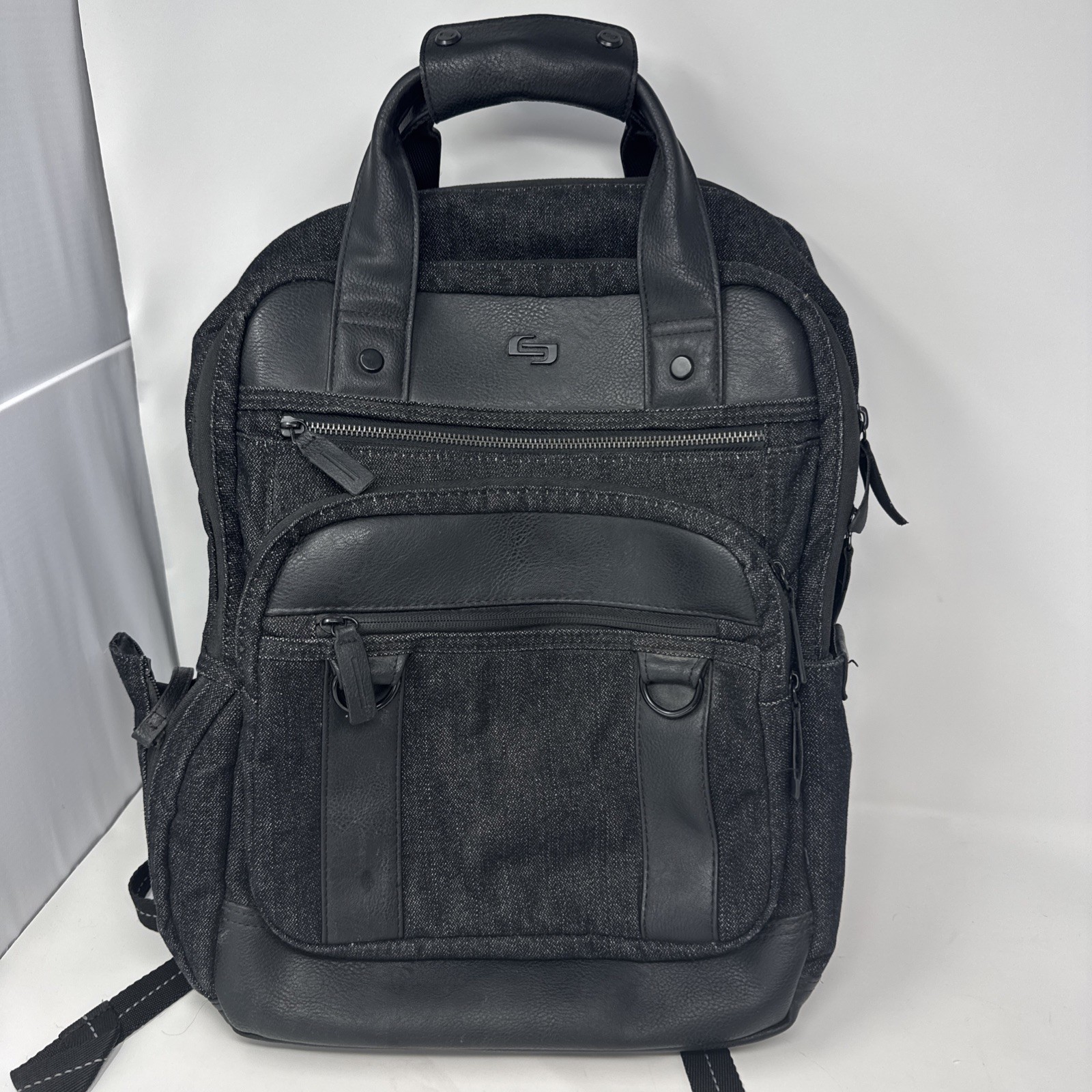 Solo Bradford Executive Collection Black Gray Denim Backpack 15" Laptop Bag