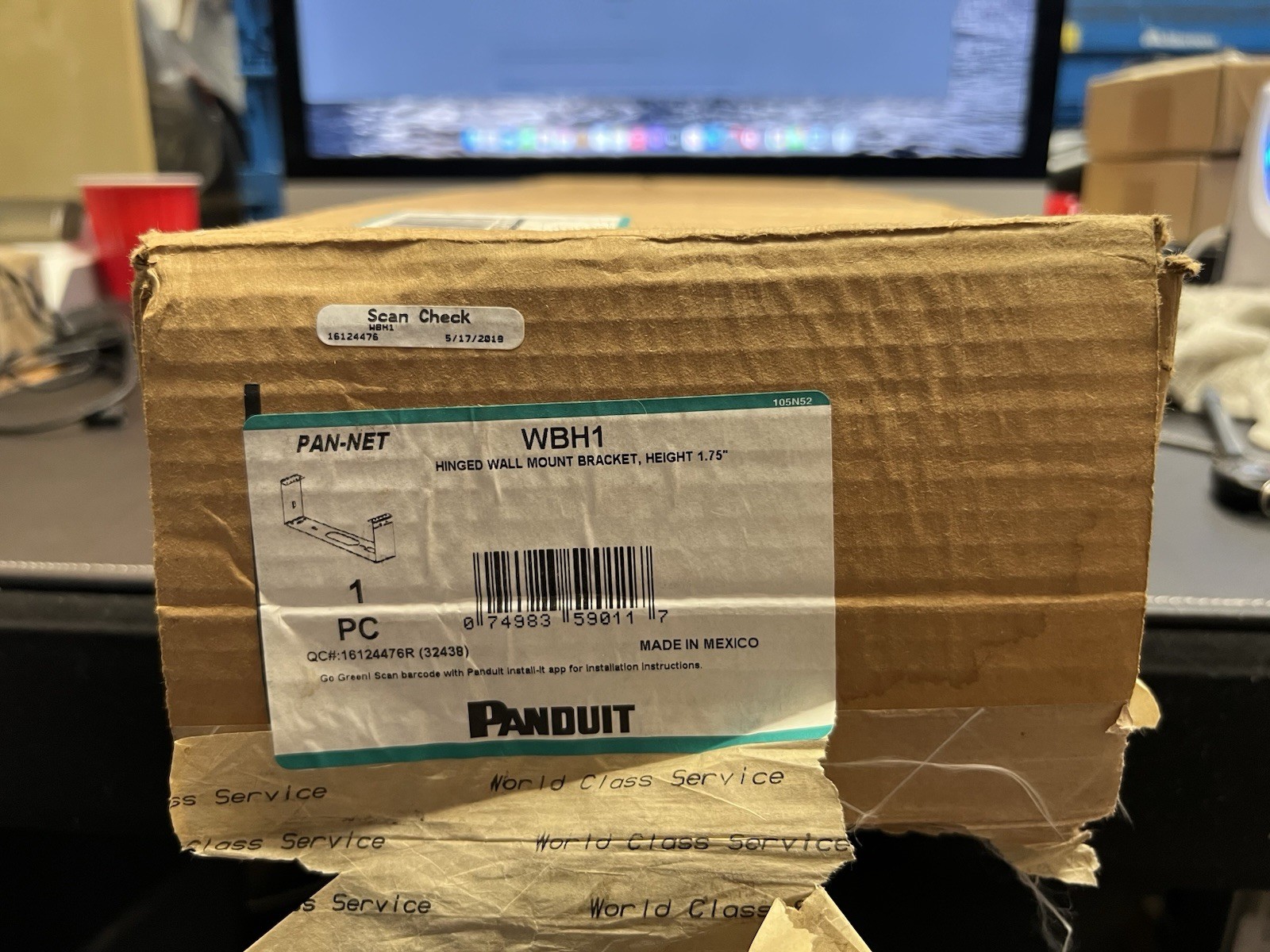 Panduit WBH1 1U Hinged Wall Mount Bracket 6.26” Deep Black w/ Hardware