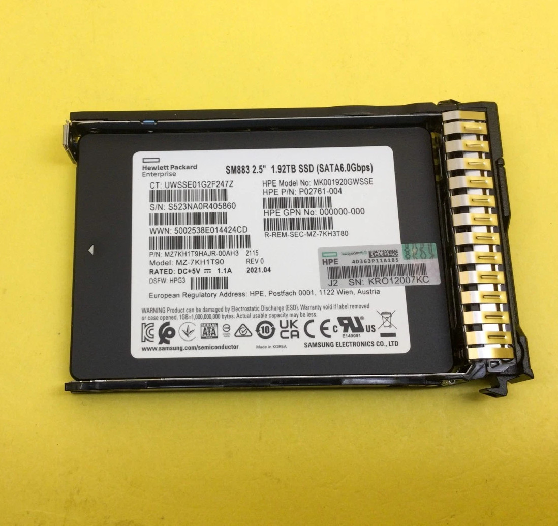 NEW HPE/Samsung 2.5"Replace P40504-B21 P41529-001 1.92TB SATA 6G G10 Server SSD