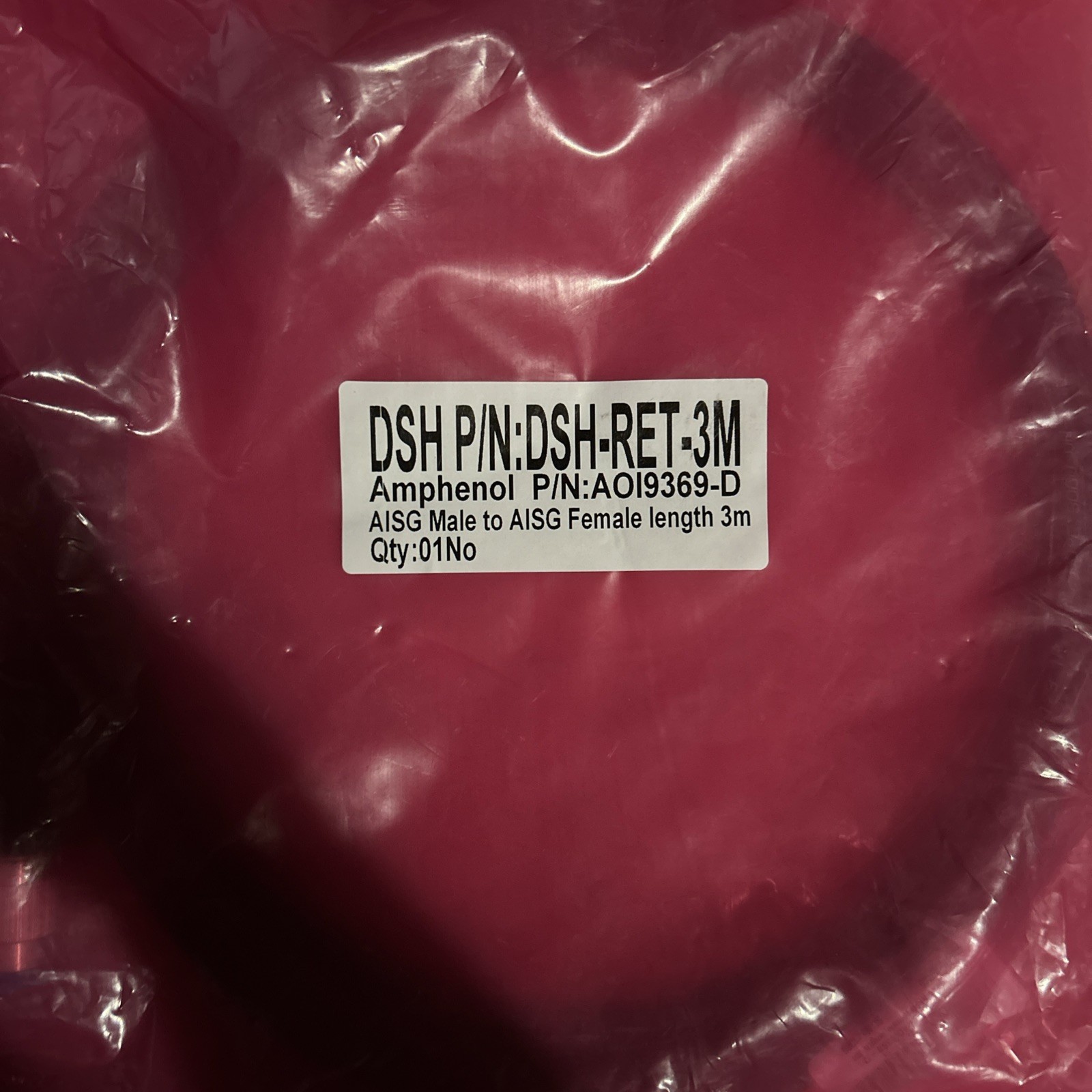 Amphenol Data Cable DSH-RET-3M, A019369-D AISG Male to Female Length 3m