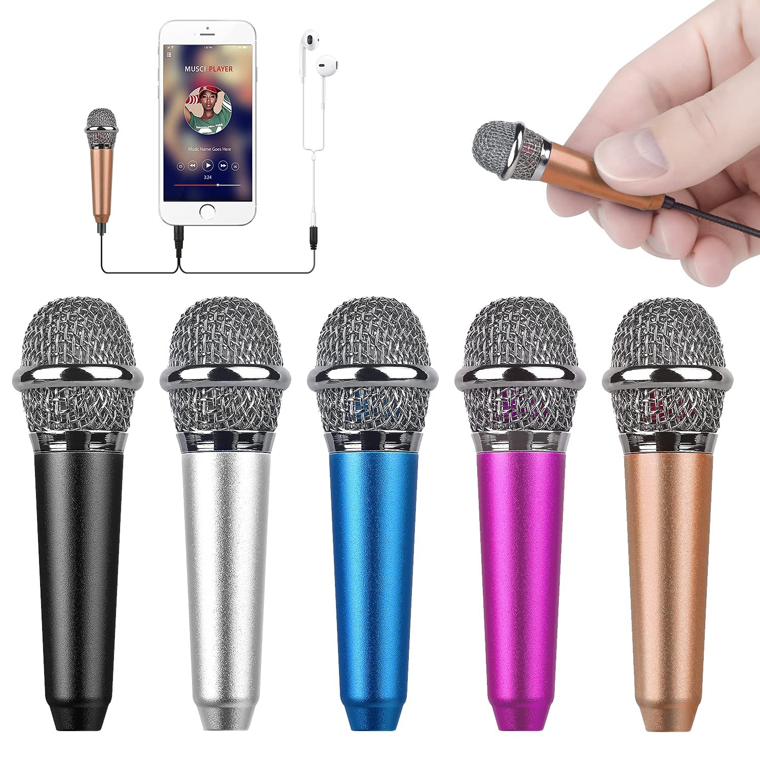 Uniwit Mini Portable Vocal/Instrument Microphone for Voice 2.2 inches, Golden
