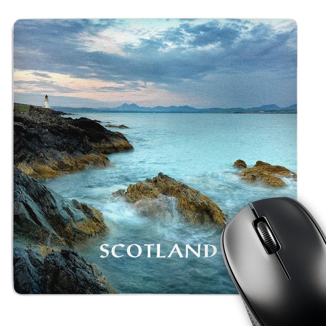 3Drose 8 X 8 X 0.25 Inches Mouse Pad Lighthouse on the Lochs of Scotland