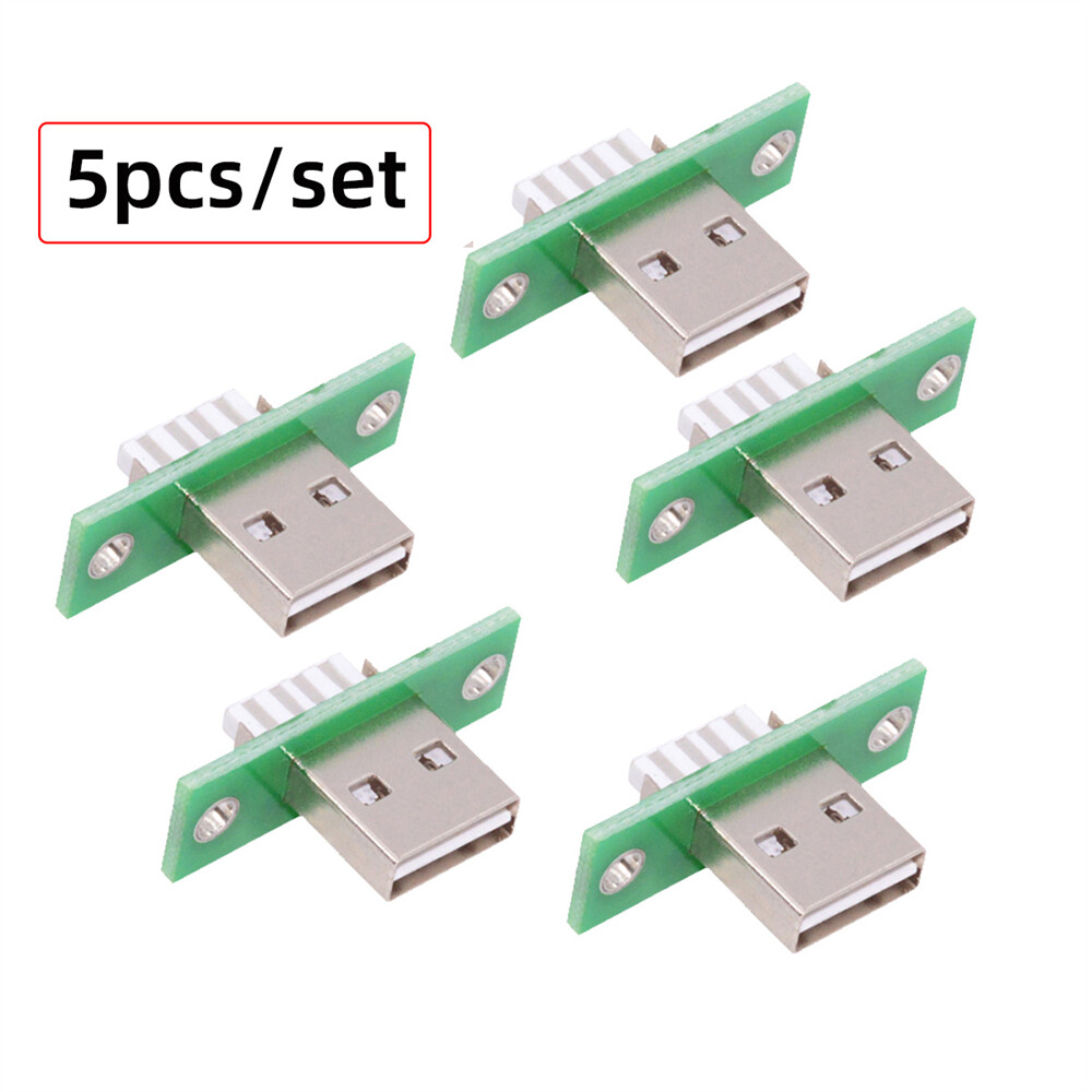 NFHK  5pcs/set DIY OEM USB Type-A Male Plug Connector with Panel Mount Solder