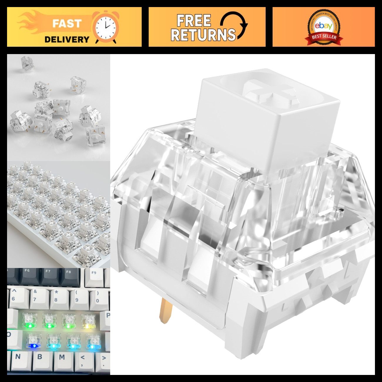 Clicky Mechanical Keyboard Switches for 3D Printing - Kailh Box White, High Prec