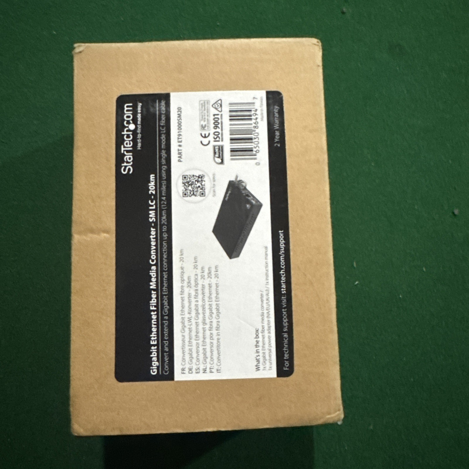 StarTech 20 km Gigabit Ethernet Copper-to-Fiber Media Converter - SM LC