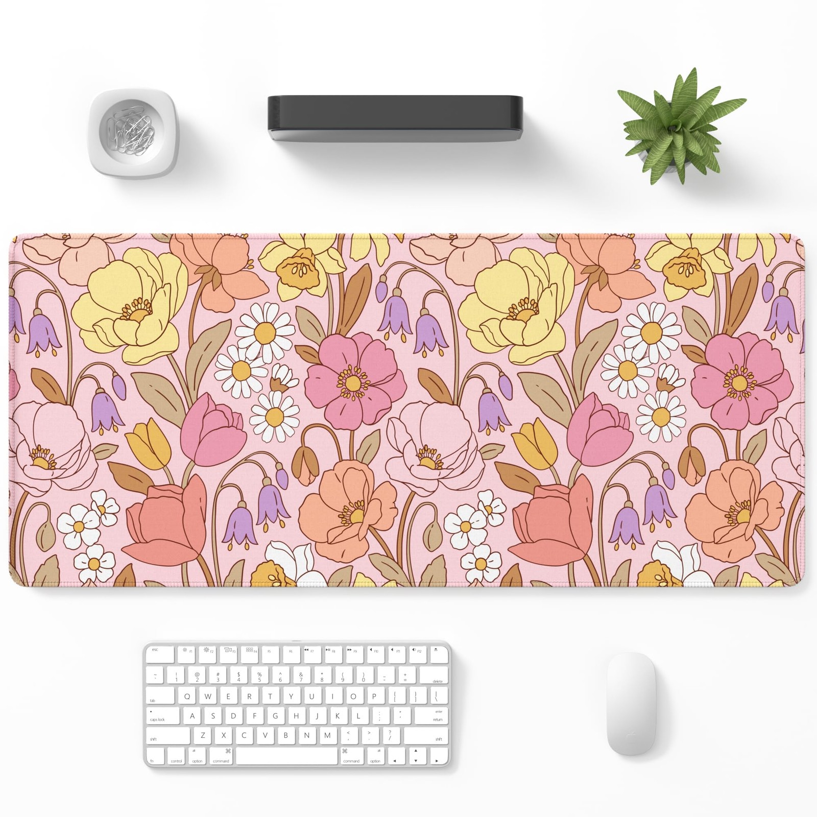 Niniubye Desk Mat 32x12 Boho Pink Tulip