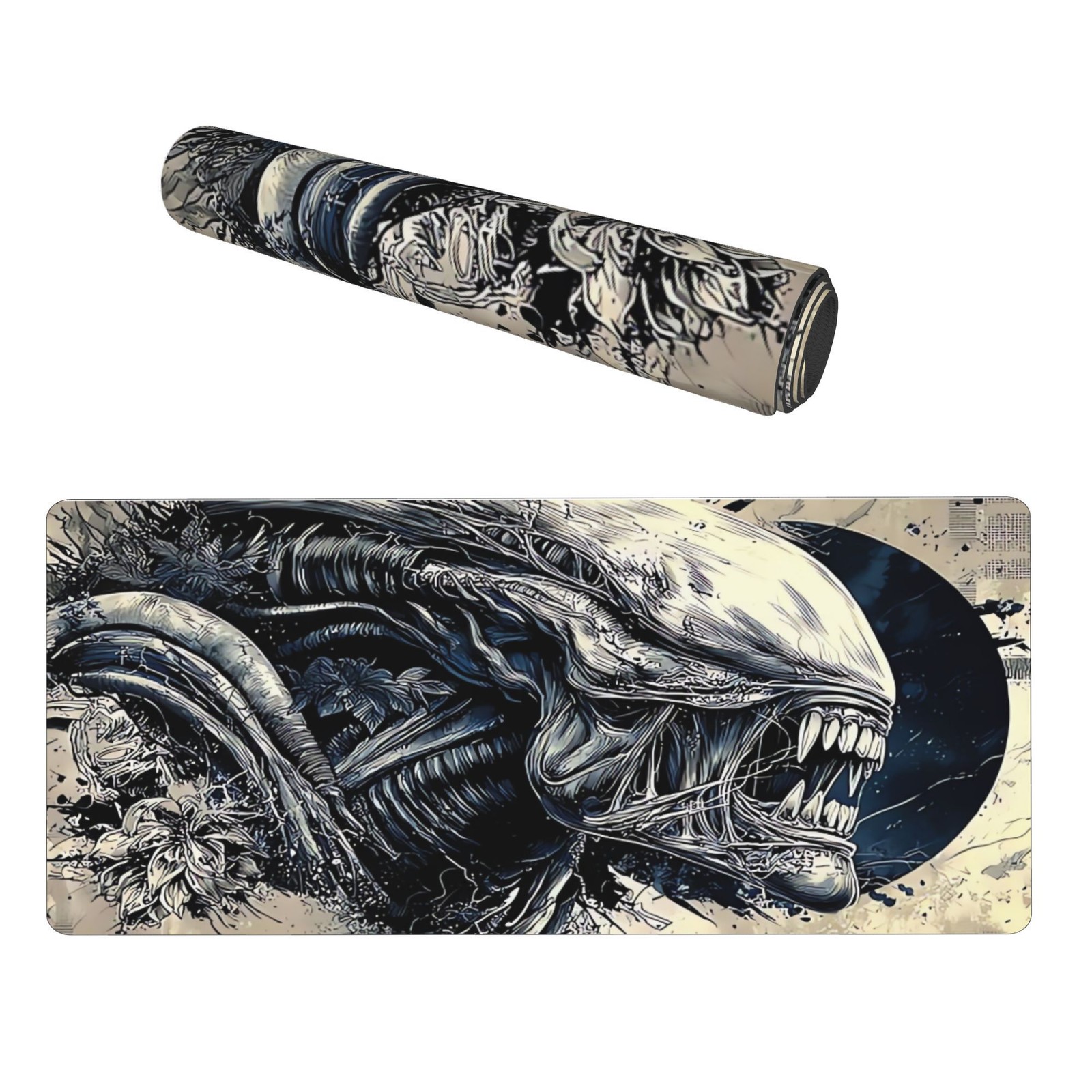 1pc Stylish Faux Leather Desk Mat with Captivating Alien-Inspired Design, Idea