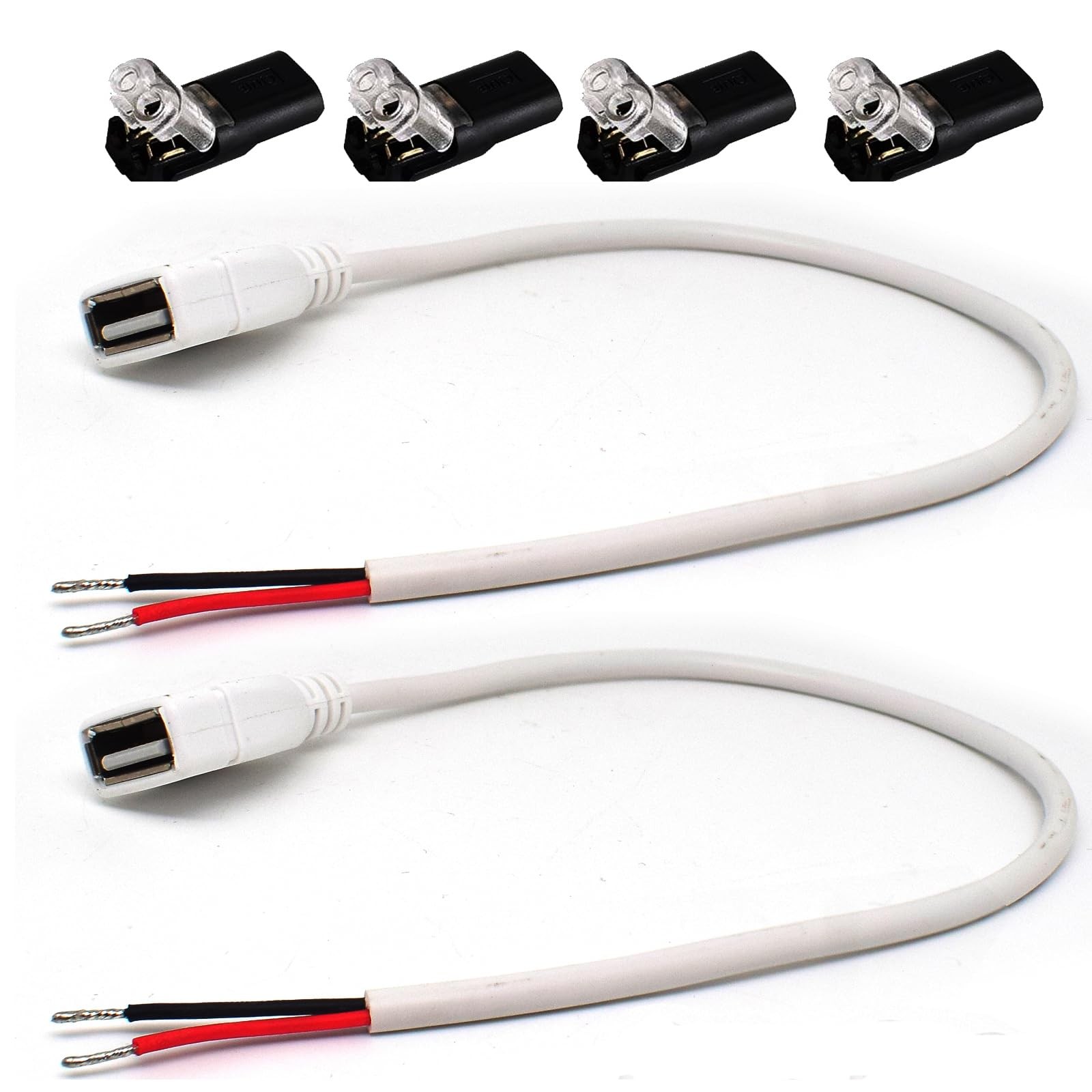 ELNONE 2PCS 20AWG USB Female Pigtail 2 Wire，White 0.3M/1FT 1 Foot, White