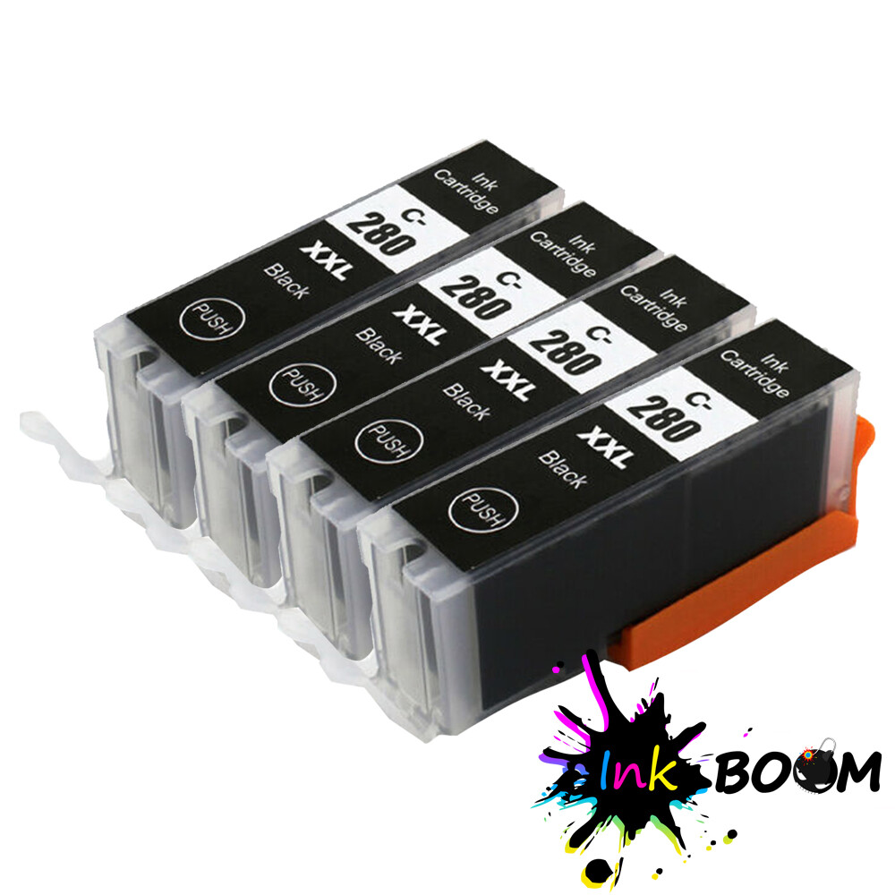 4 Black Ink Cartridge for PGI-280 PGI-280XXL PIXMA TS6120 TS6220 TS9520 TS8120
