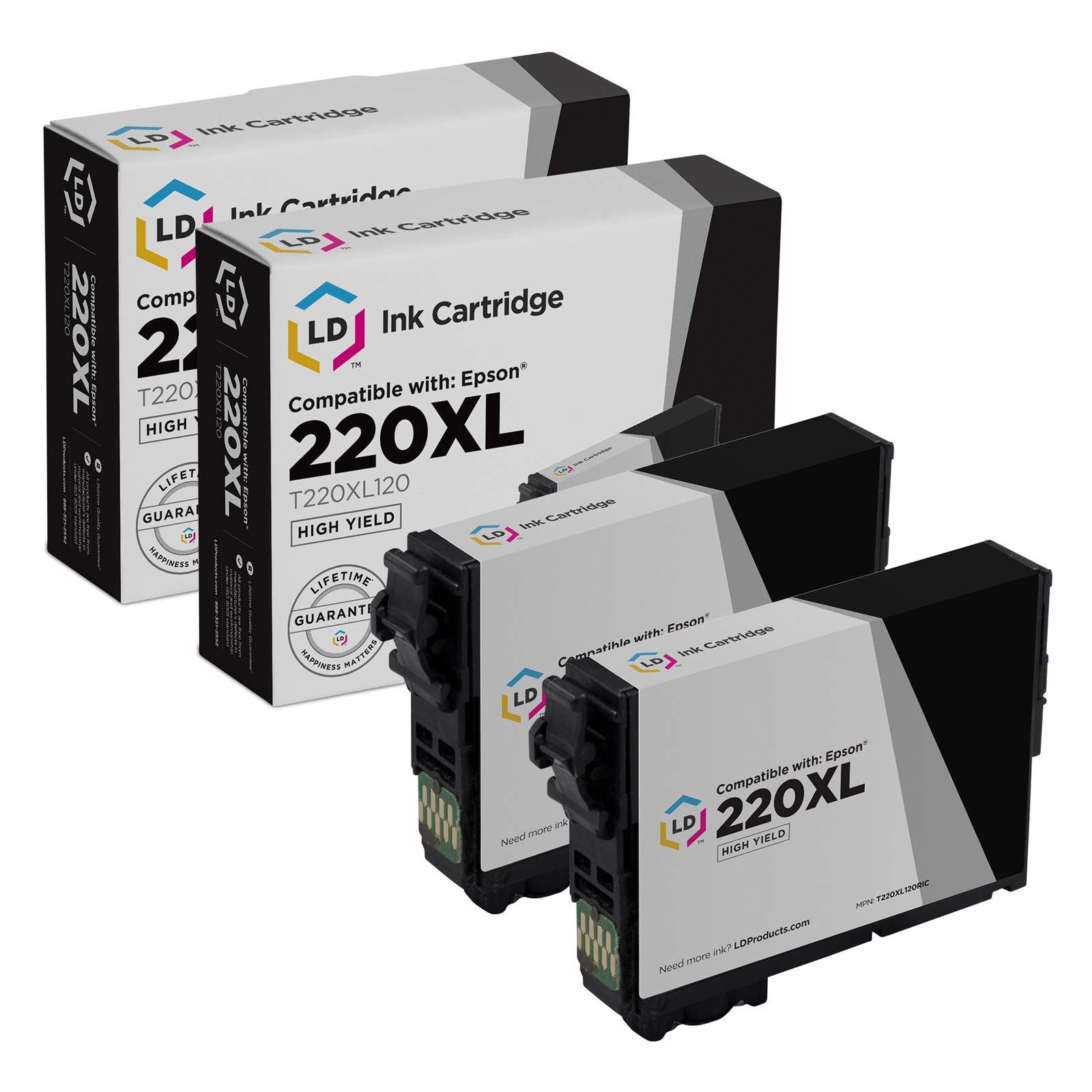 LD Reman Epson T220XL120 / 220XL 2PK High Yield Black Ink Cartridges