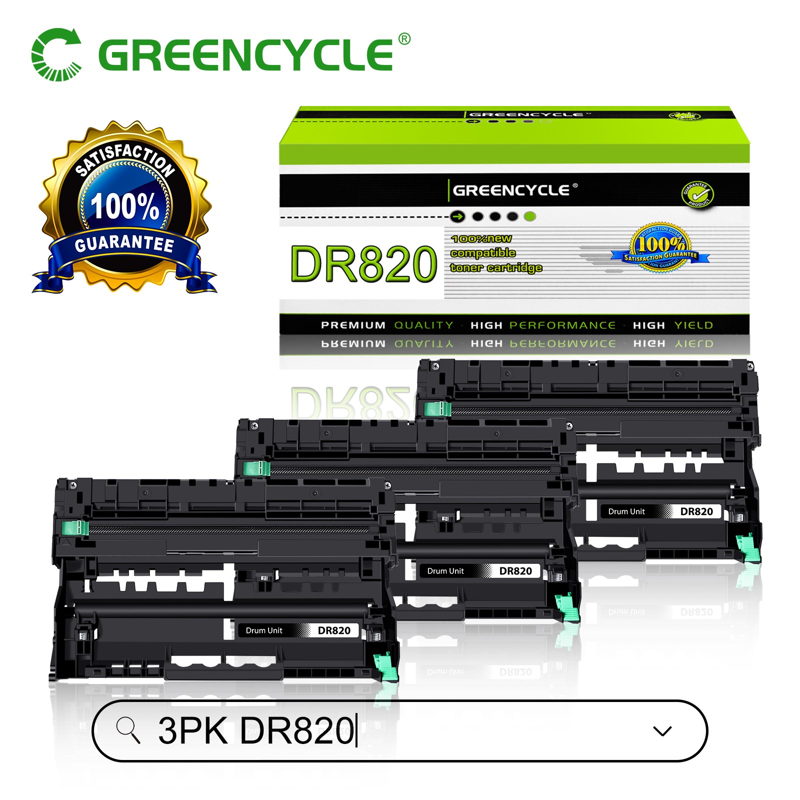 3PK Compatible with Brother HL-5200DW HL-6200DW HL-6200DWT MFC-6750DW DR820 Drum