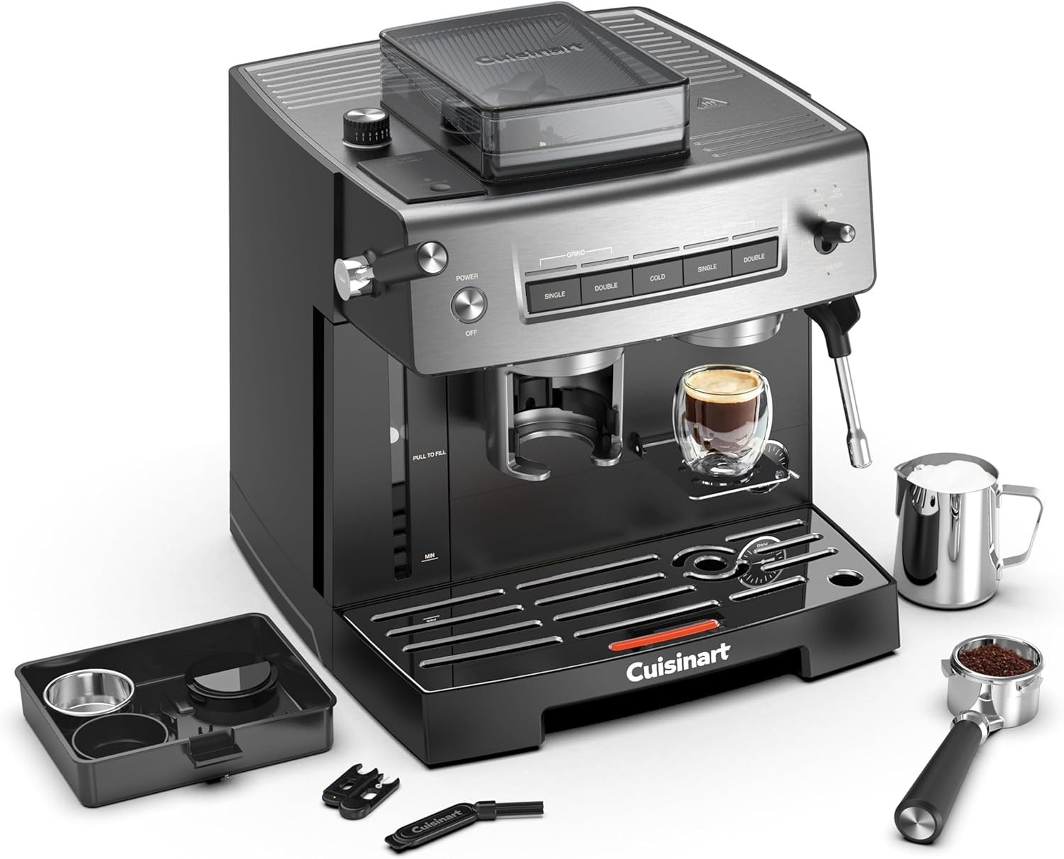 1 Arm Espresso Machine with Cappuccinator - Integrated Coffee Grinder