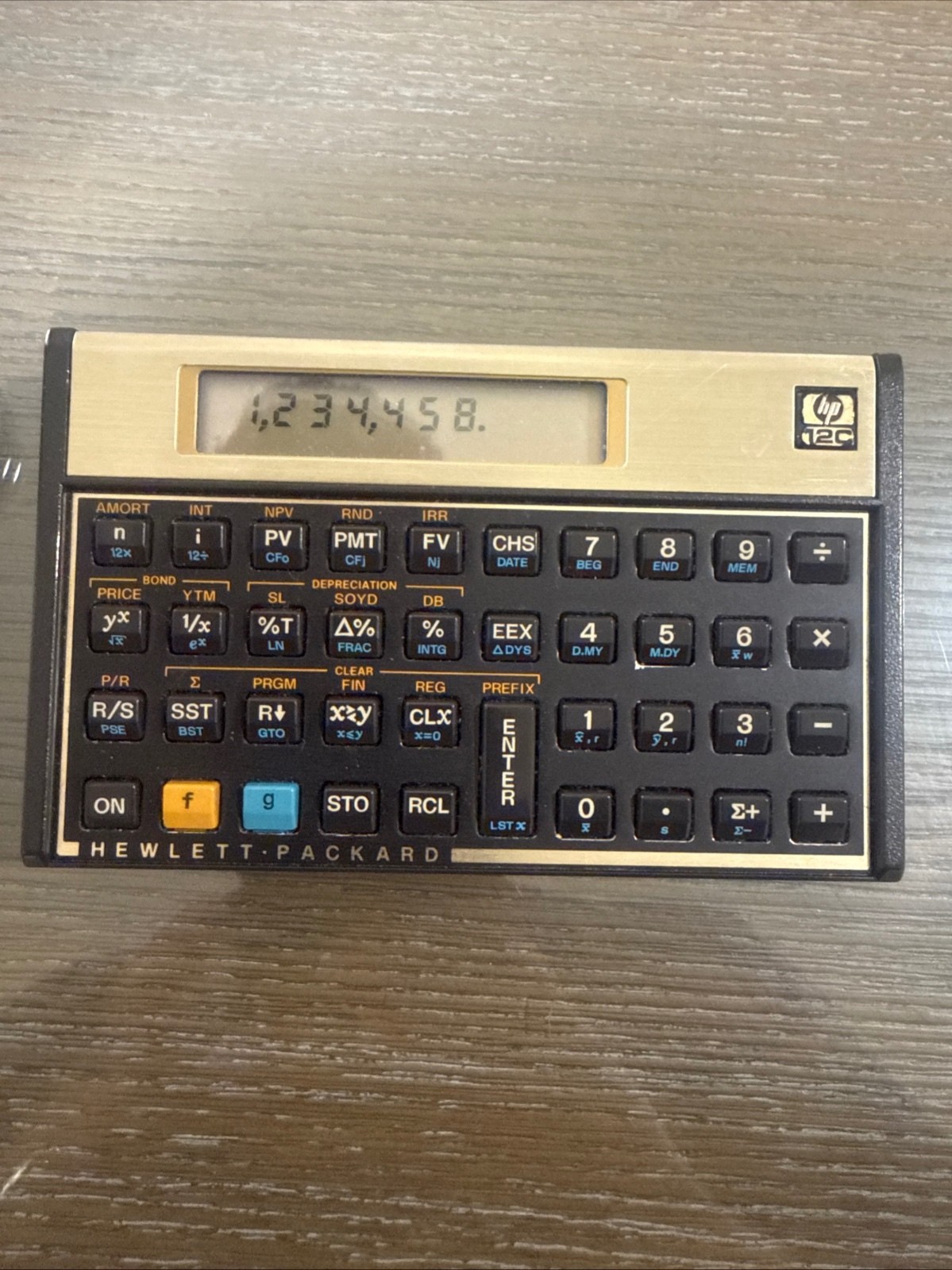 Vintage Hewlett-Packard HP 12C Financial Calculator Gold Edition