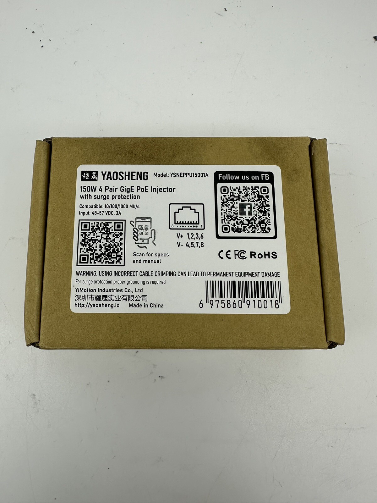 YAOSHENG 120W 3-in-1 Step Up PoE Injector for Starlink GEN2