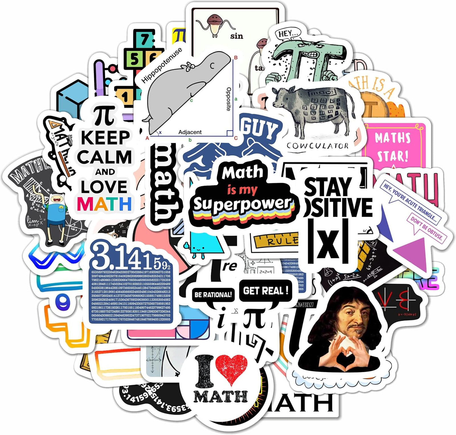 Math Stickers 100Pcs Vinyl Waterproof Reusable for Laptops Water Bottles