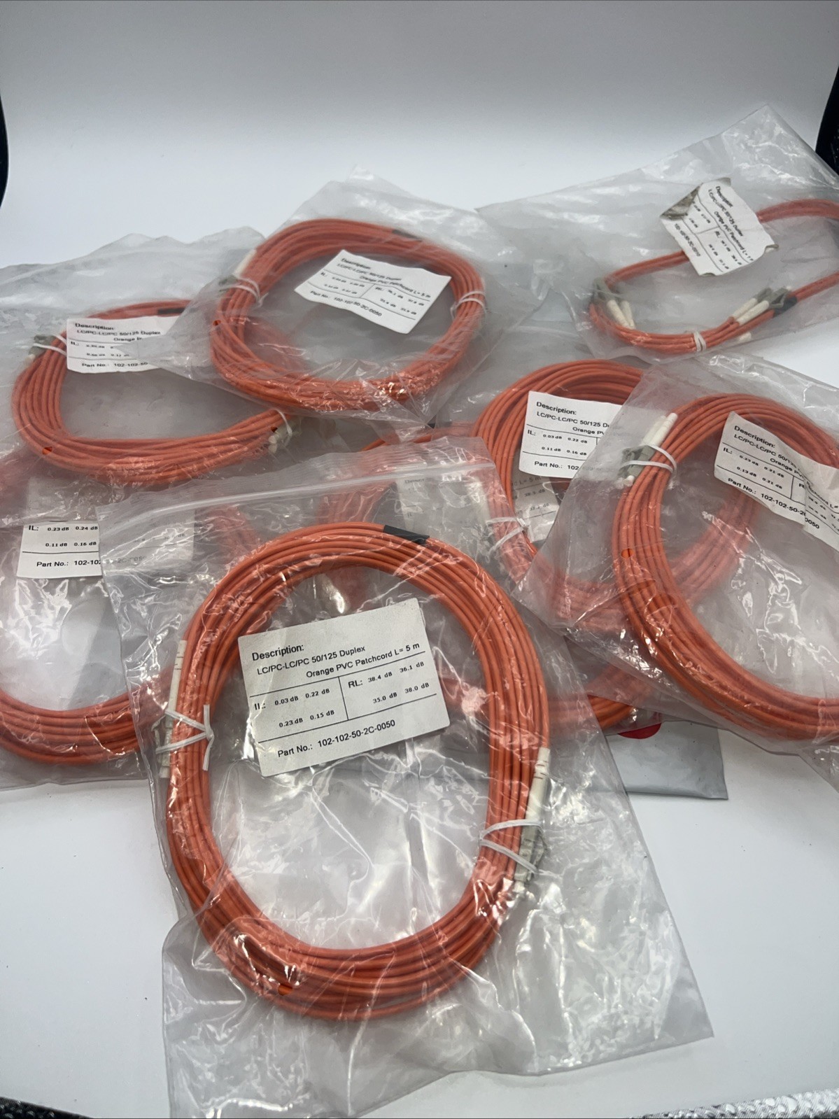 LOT OF 7 LC/PC-LC/PC MM50/125 5M  Multimode Fiber Optic Patch Cable