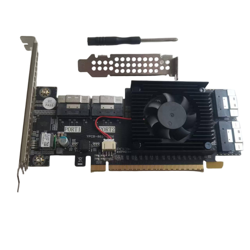 PLX expansion card PLx8749 with 4 SFF8654 x8 interfaces, supporting 8 NVMe hard