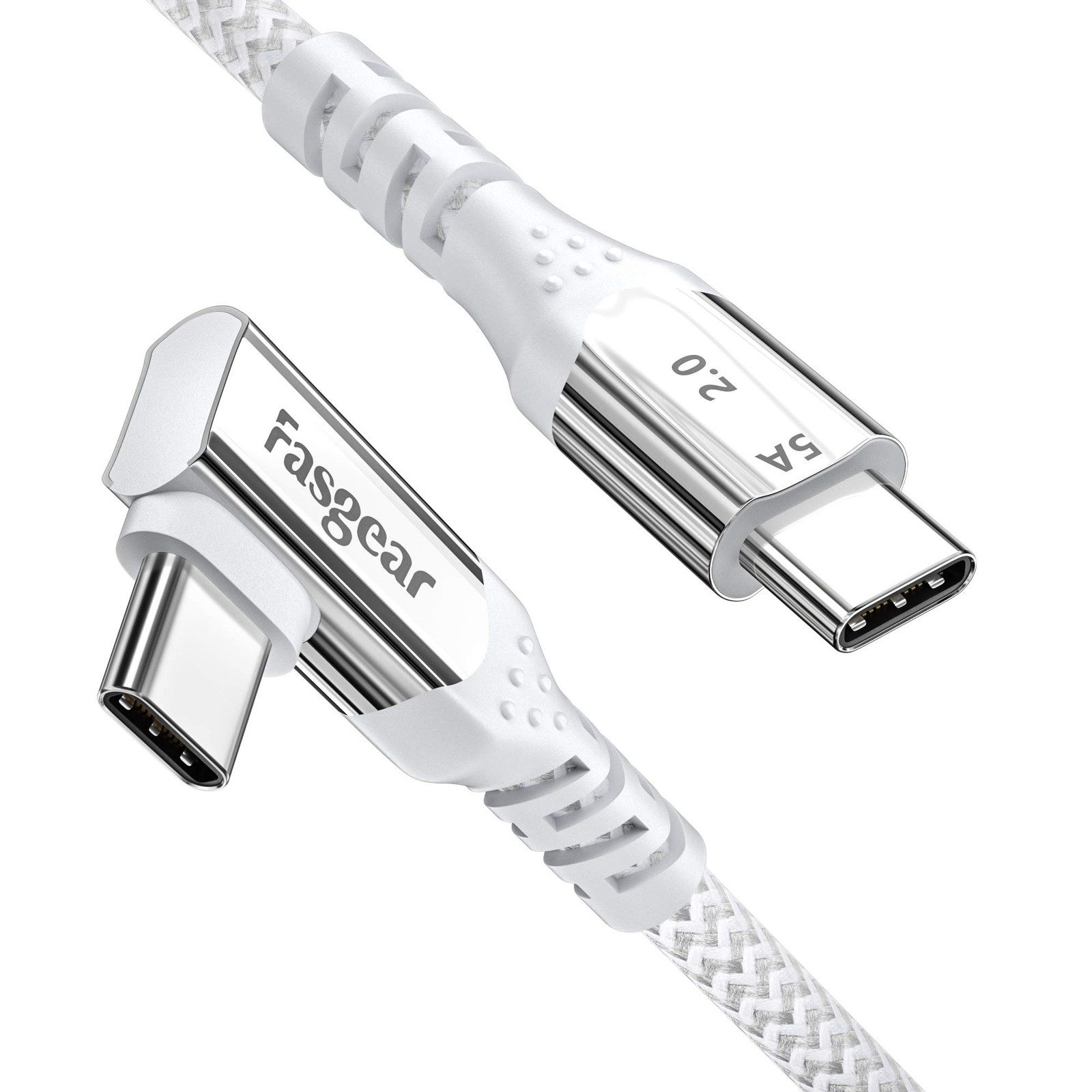 USB C to USB C Cable 90 Degree, 6ft, Grey | Right Angle, 100W Fast Charge