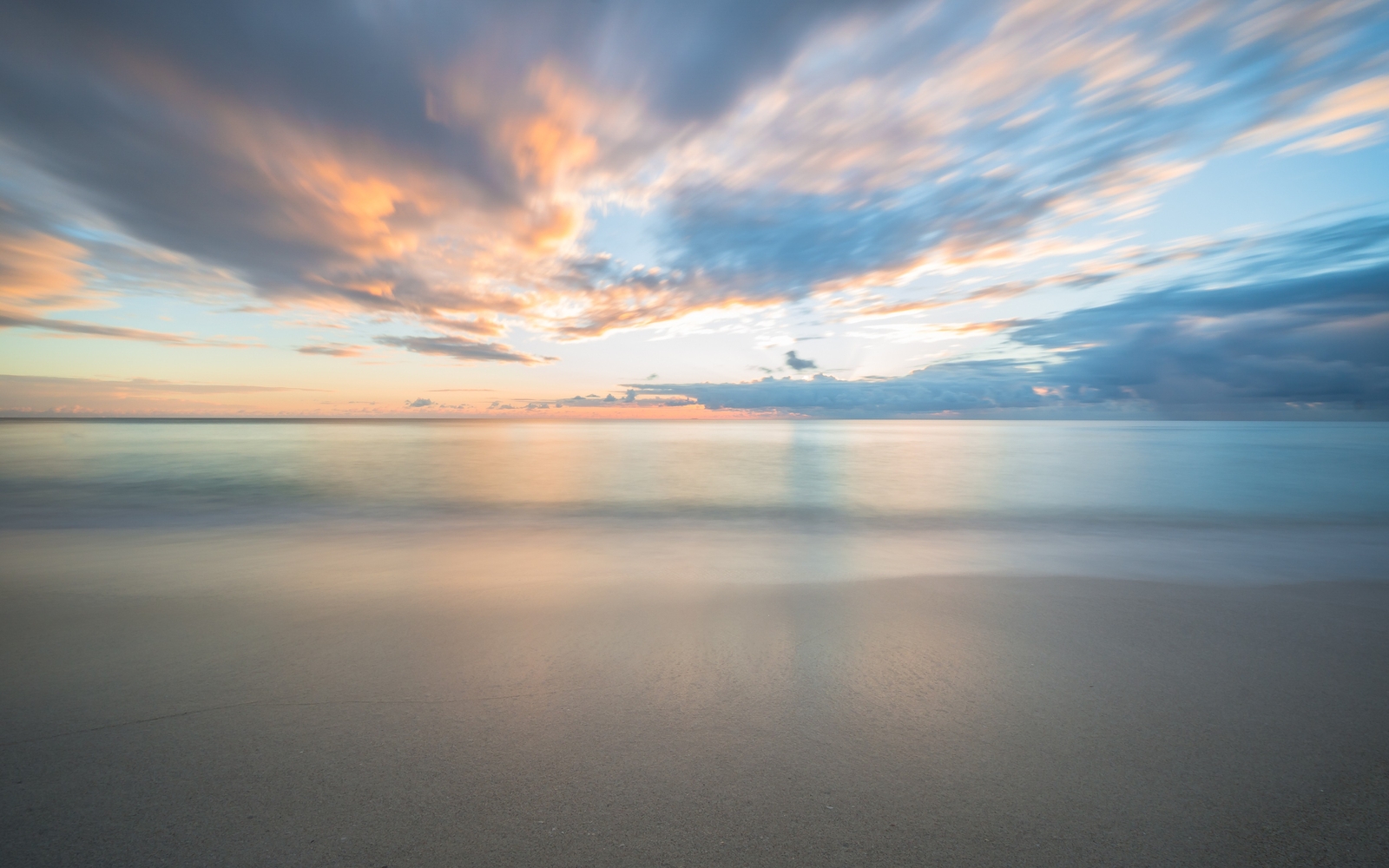 Landscape sand sunset horizon sea calm beach clouds Custom Gaming Mat Desk