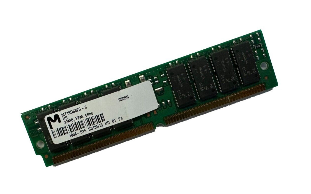 DEFECTIVE Micron MT16D832G6 32MB FPM SIMM 72Pin 60ns NonParity PS2 Gold  G3D