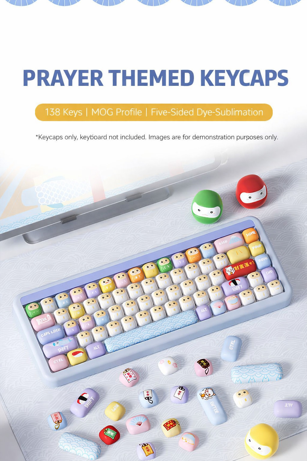 Cute Keycaps MOG Profile PBT Dye Sub 138 Keys Kawaii Keyboard Set