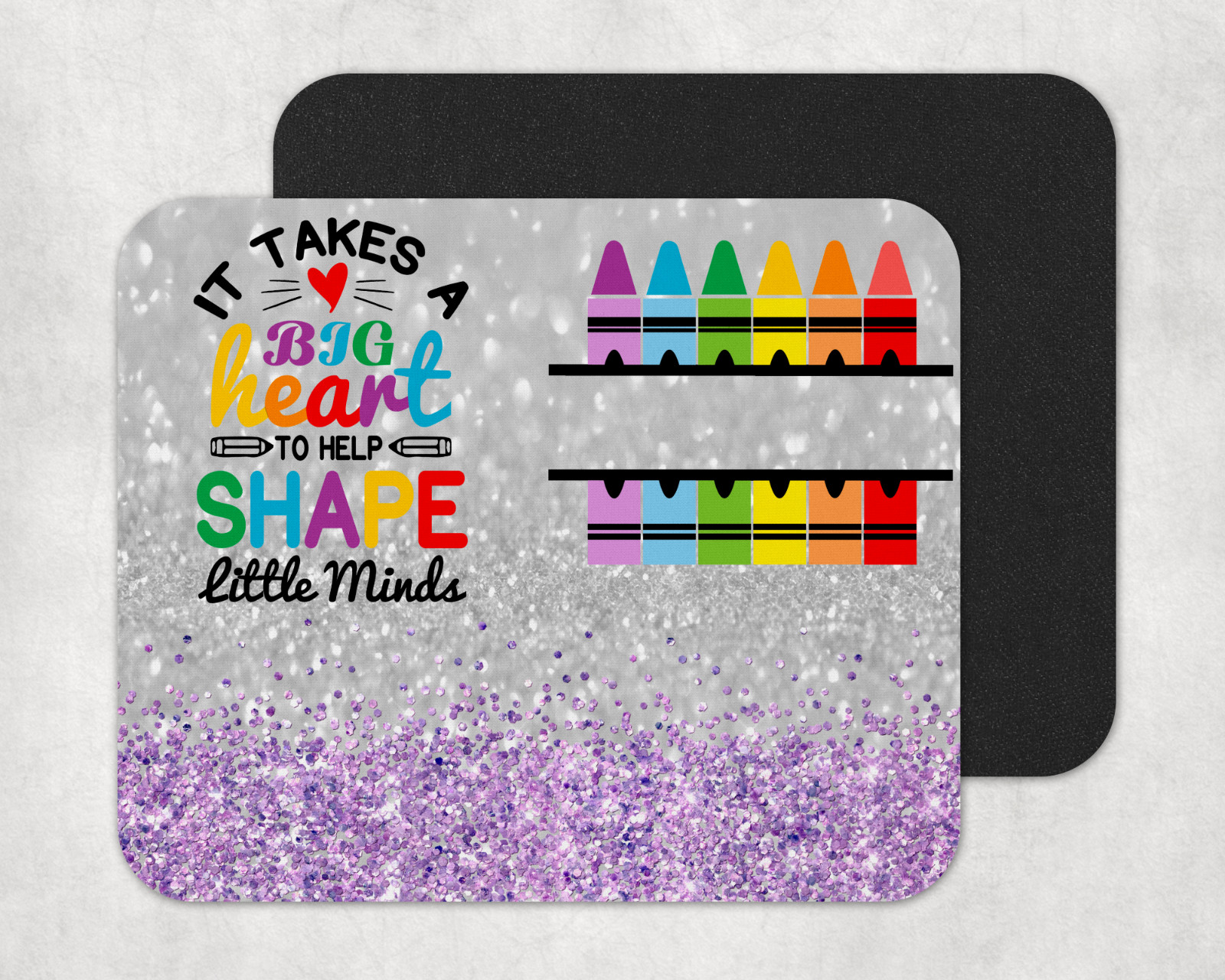 Glitter Custom Name Purple Mousepad, Teacher Gift, Back to School, Christmas