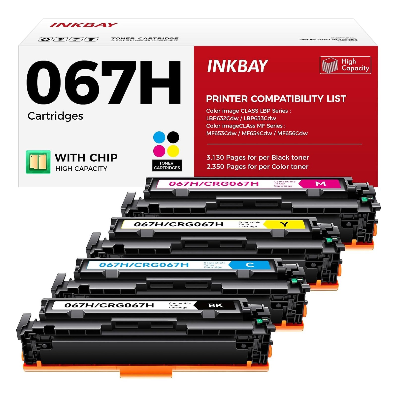 067H 067 Toner Cartridge Set 4-Pack MF656Cdw MF654Cdw High Yield Replacement