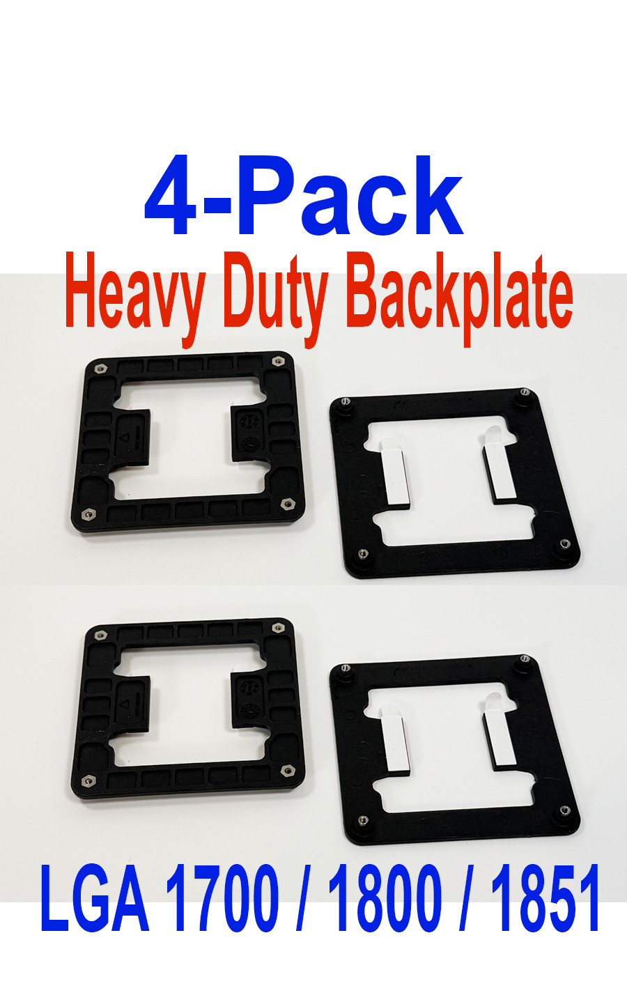 Heavy Duty Intel LGA 1700 1800 1851 CPU Cooling Fan Retention Backplate (4-Pack)