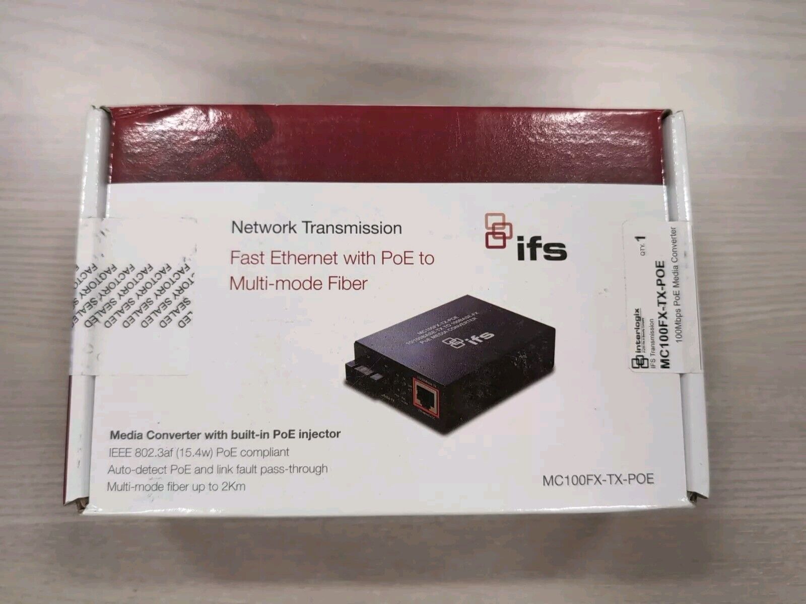 IFS MC100FX-TX-POE Fast Ethernet with PoE to Multi-mode Fiber Media Converter