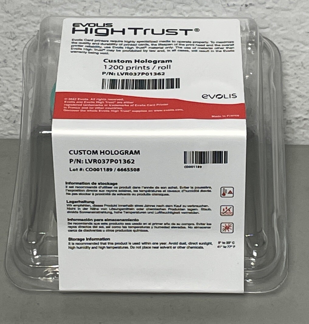 New Genuine Evolis High Trust Custom Hologram 1200 prints/roll LVR037P01362